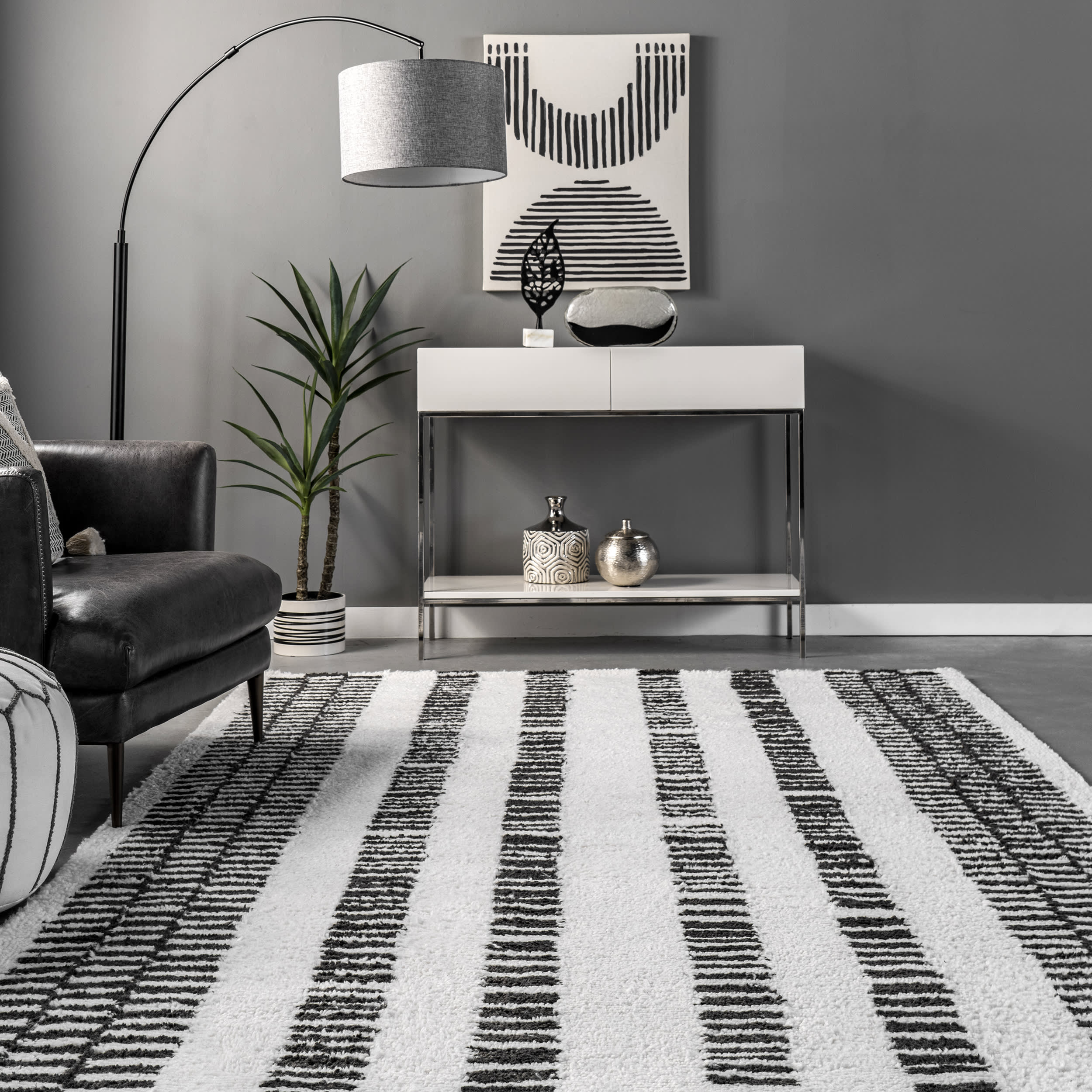 Zelda Piano Striped Rug | Grey - Image 4