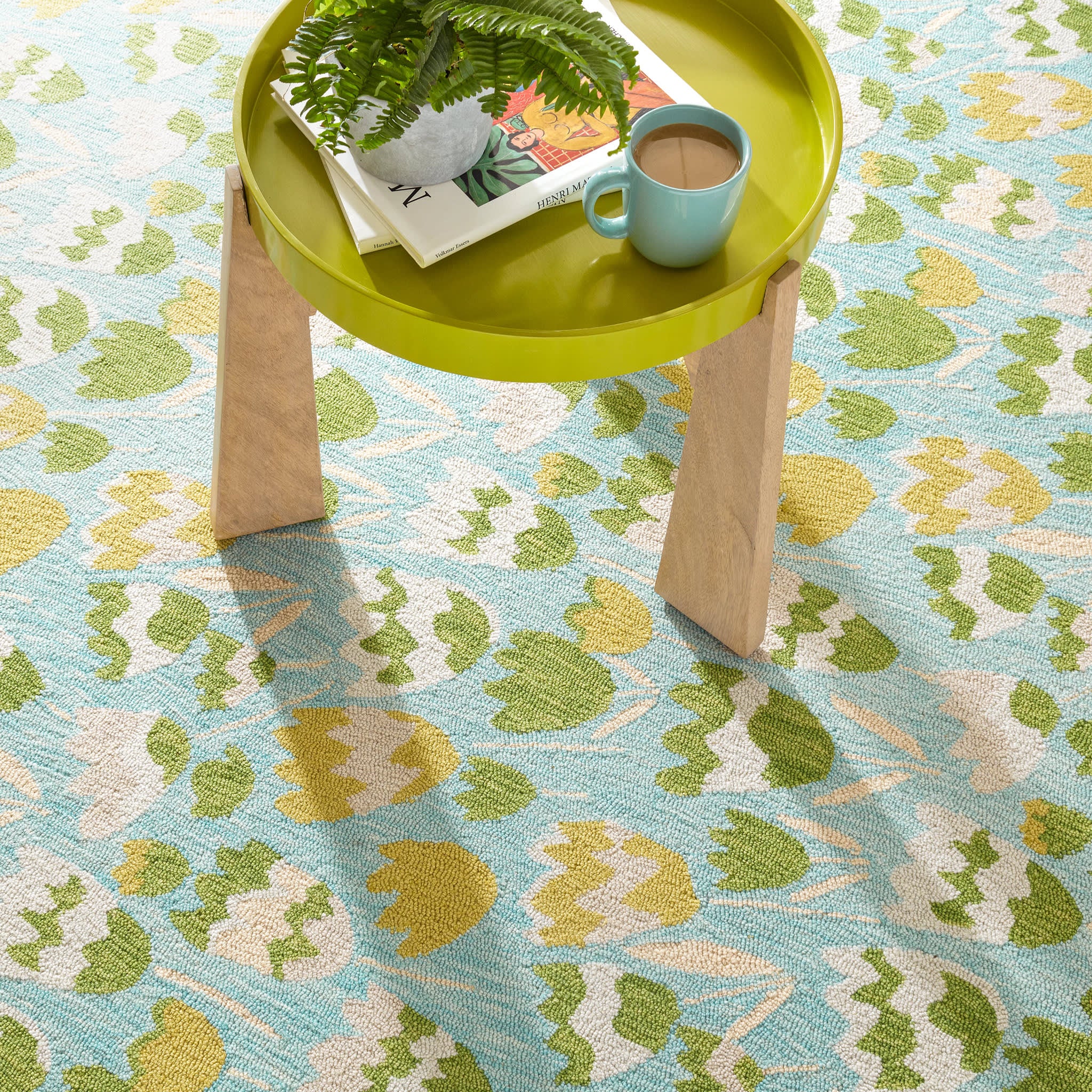 Zelie Hand Micro Hooked Wool Rug | Aqua - Image 3