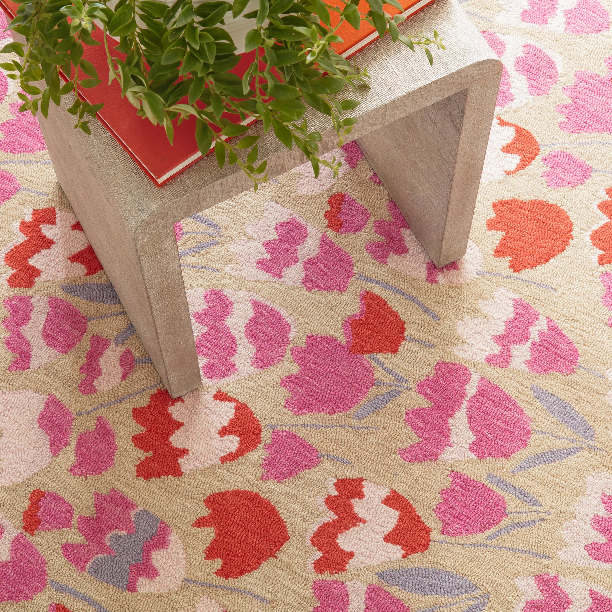 Zelie Hand Micro Hooked Wool Rug | Fuchsia - Image 4