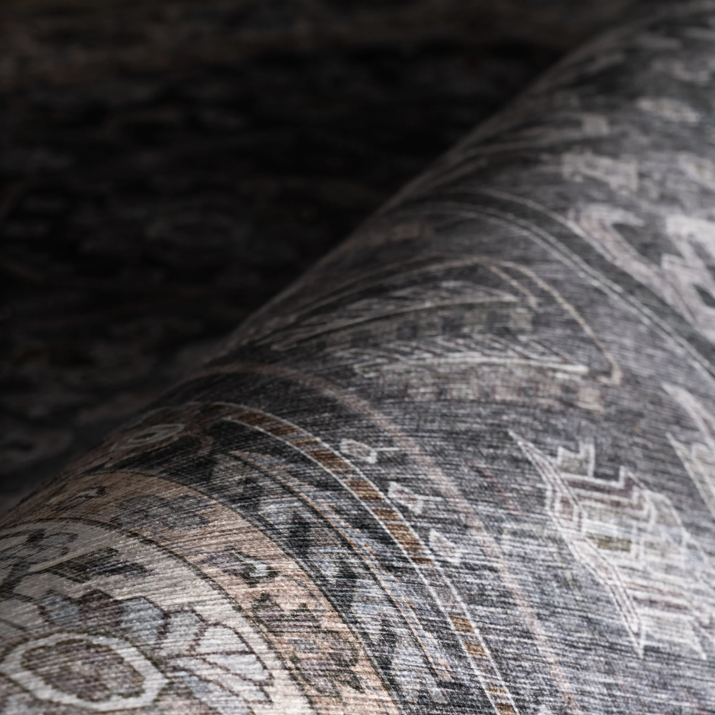 Zella Spill Proof Washable Vintage Rug | Charcoal - Image 3