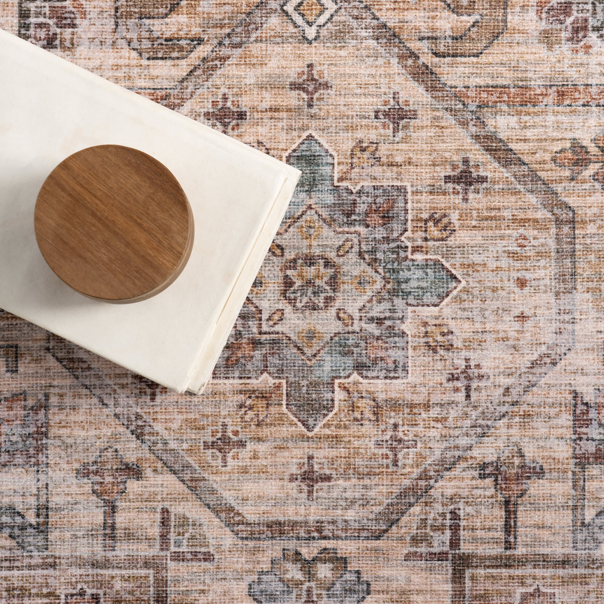 Zella Spill Proof Washable Vintage Rug | Light Brown - Image 8