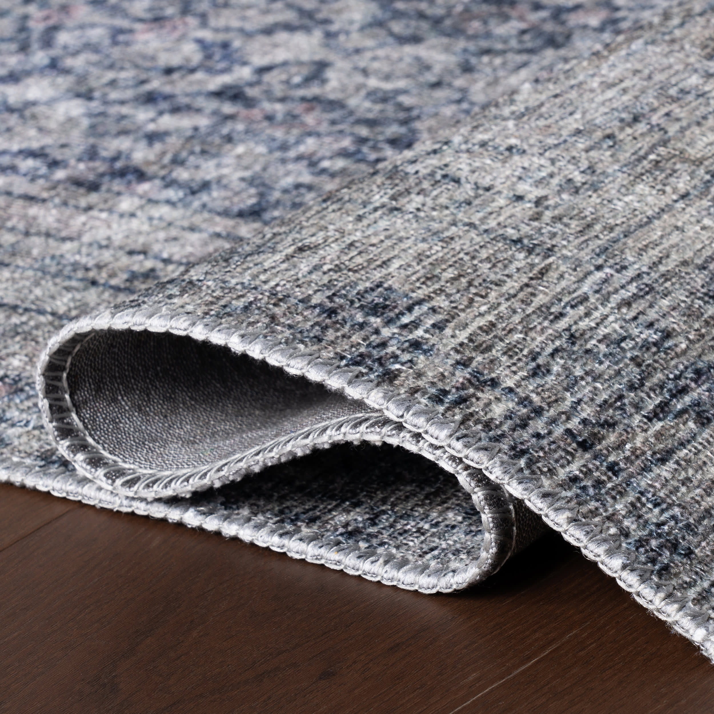 Zella Vintage & Distressed Washable Rug | Blue - Image 11