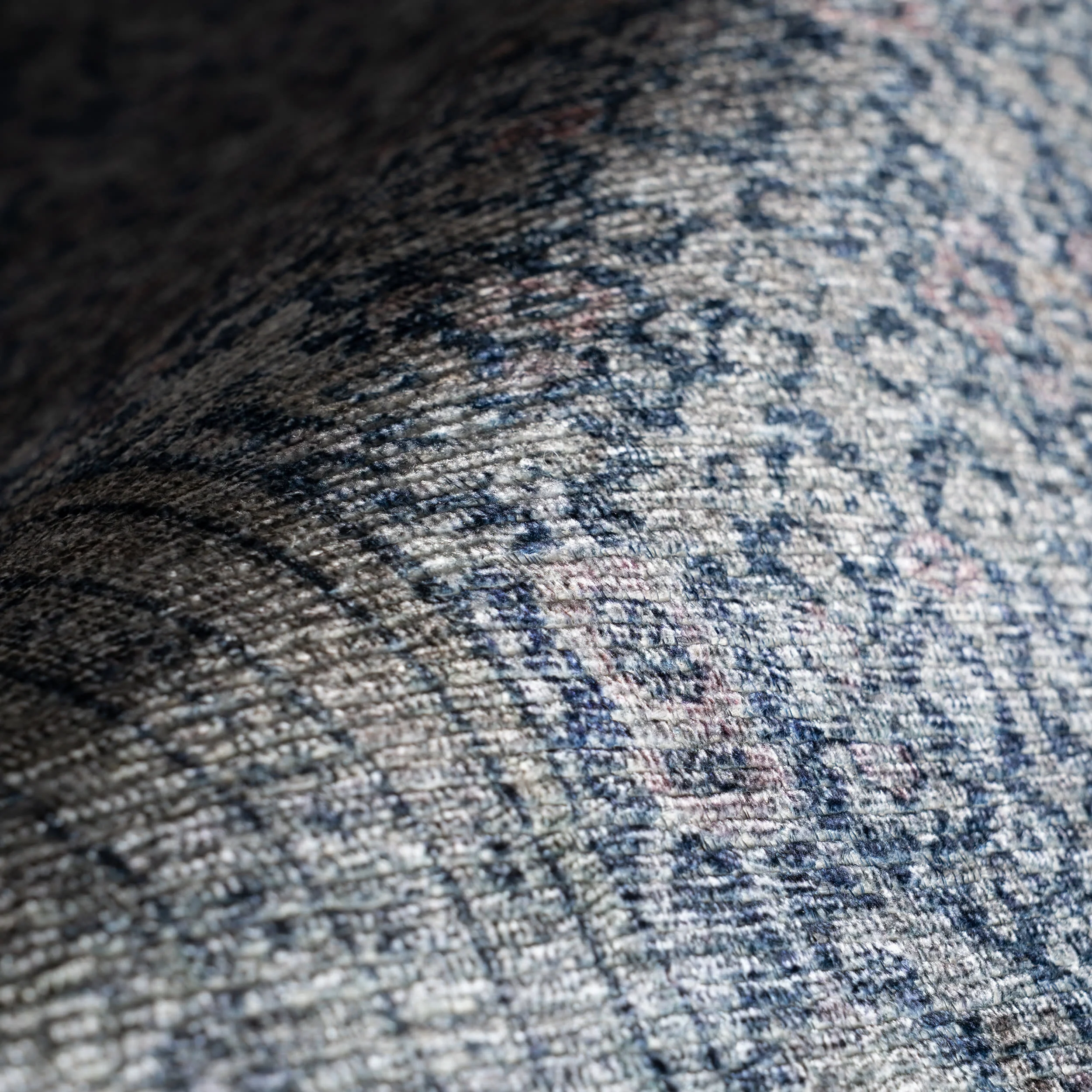 Zella Vintage & Distressed Washable Rug | Blue - Image 3