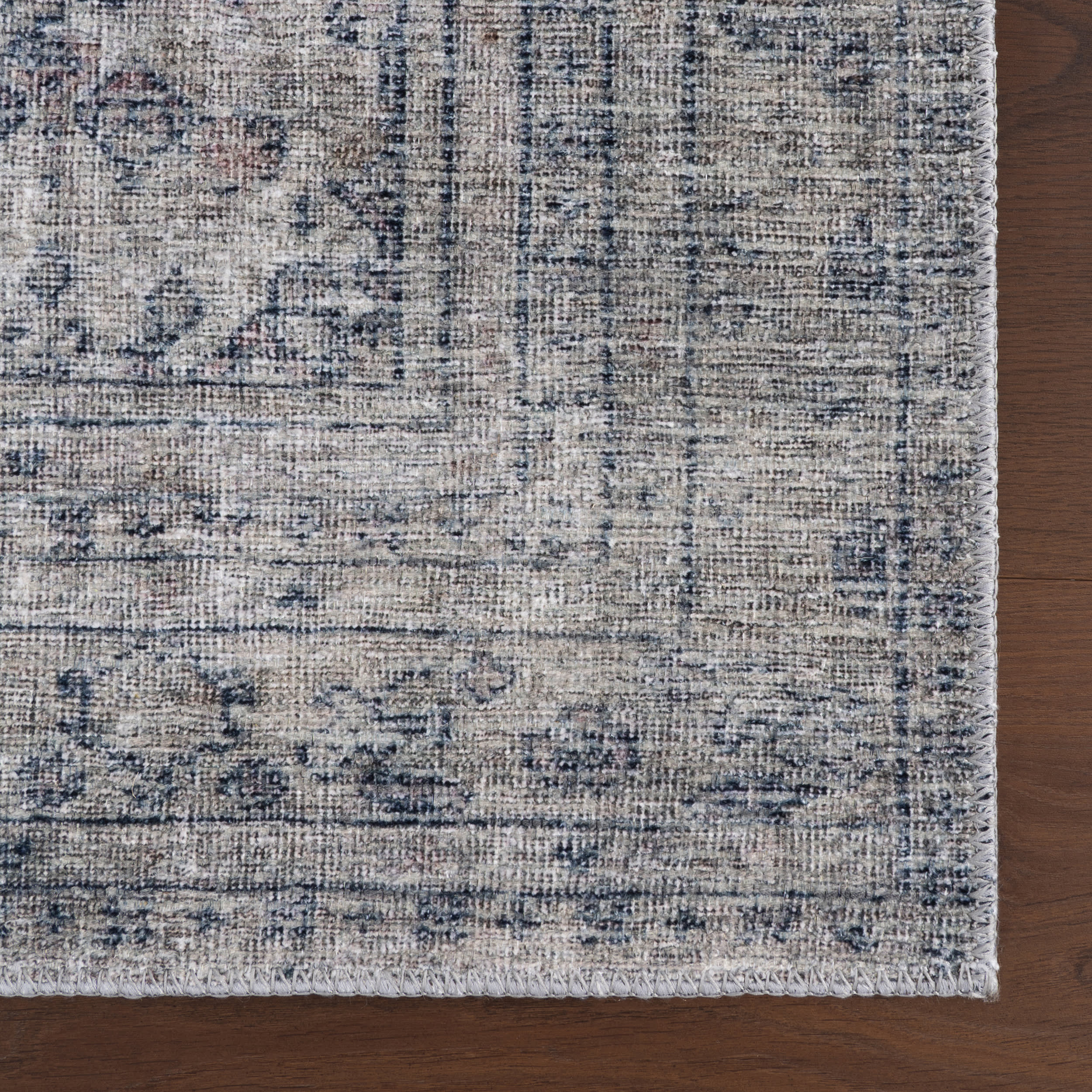 Zella Vintage & Distressed Washable Rug | Blue - Image 4