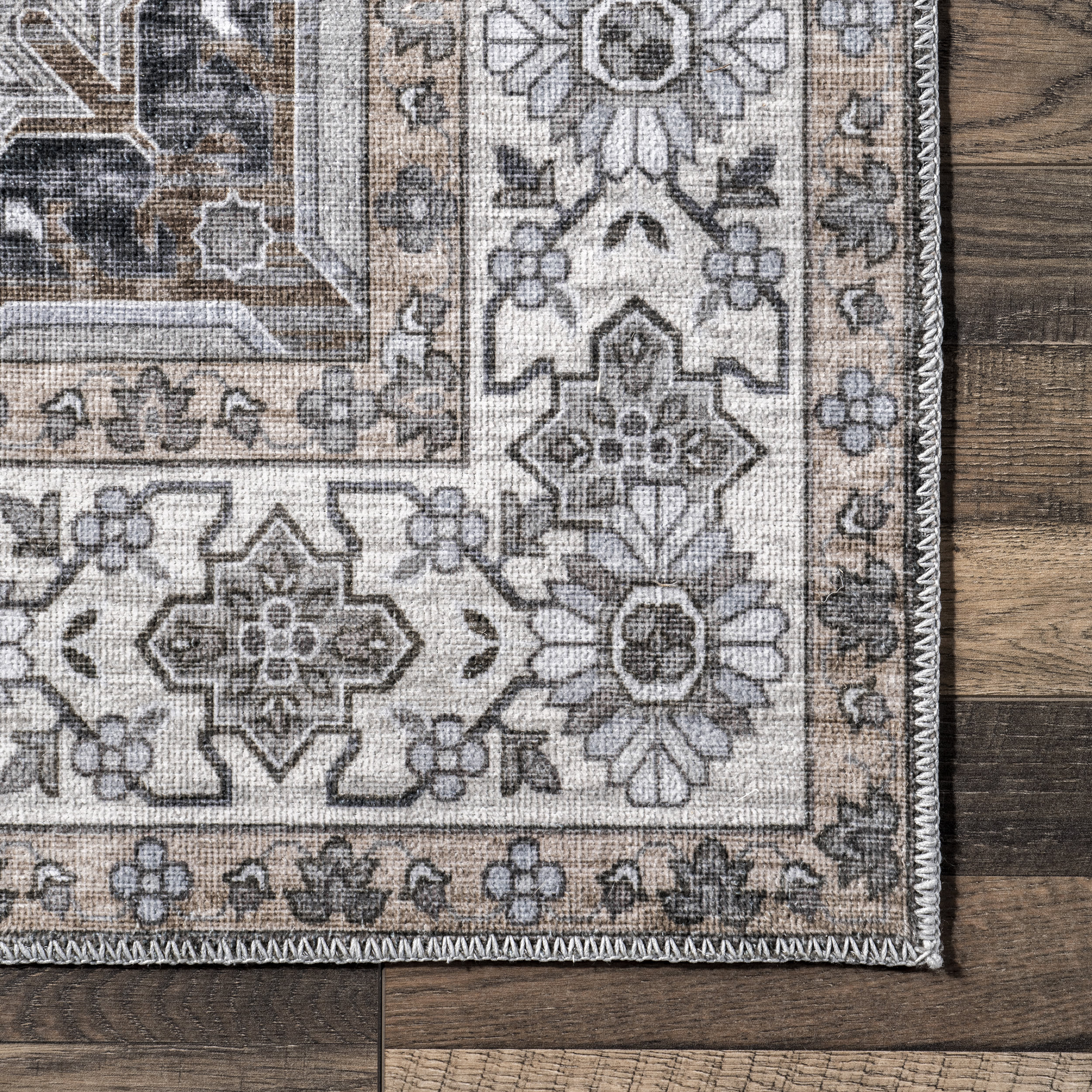 Zella Washable Vintage Rug | Charcoal - Image 3