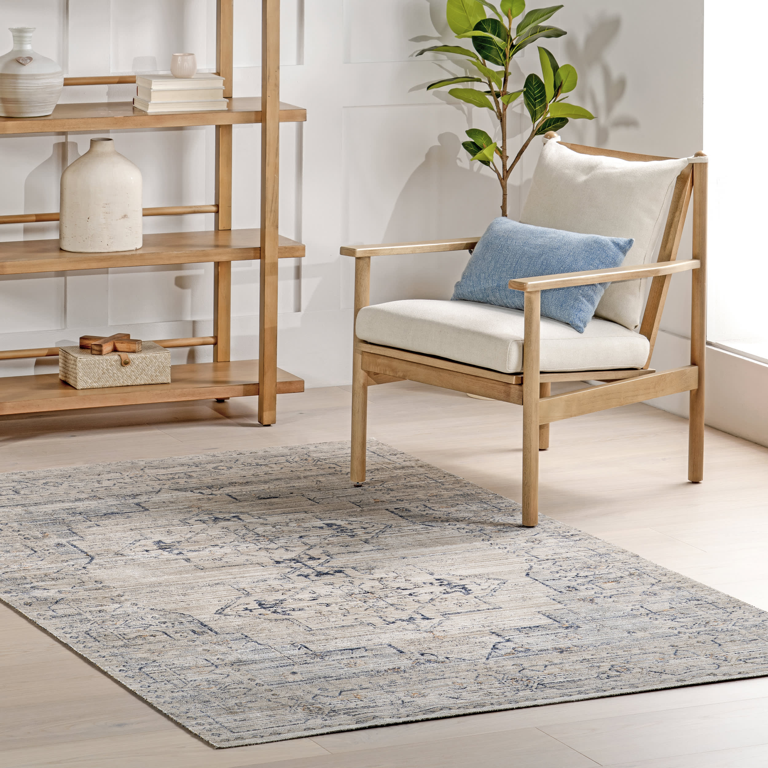 Zelly Medallion Washable Indoor/Outdoor Rug | Beige - Image 8