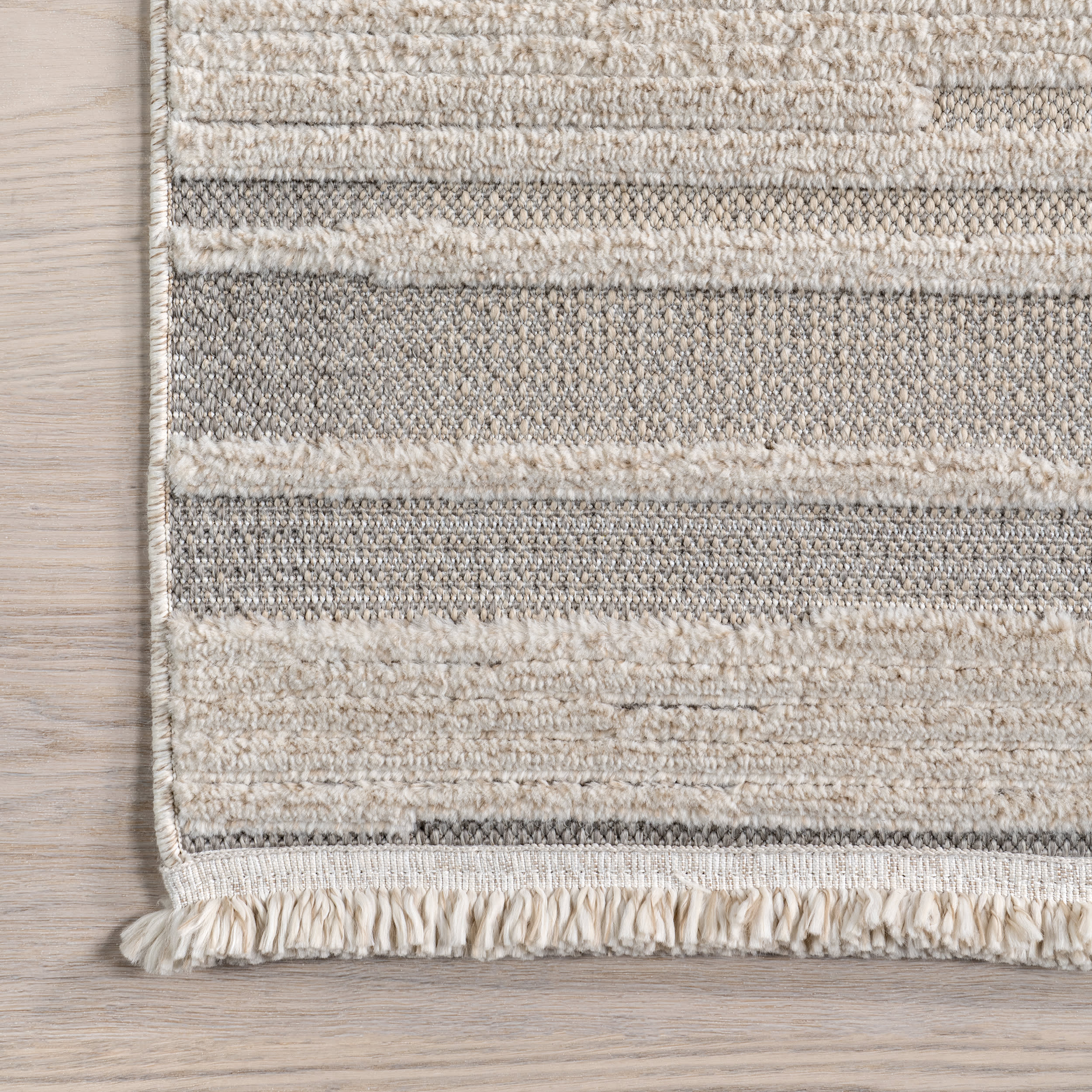 Zenna Geometric Block Rug | Ivory - Image 3