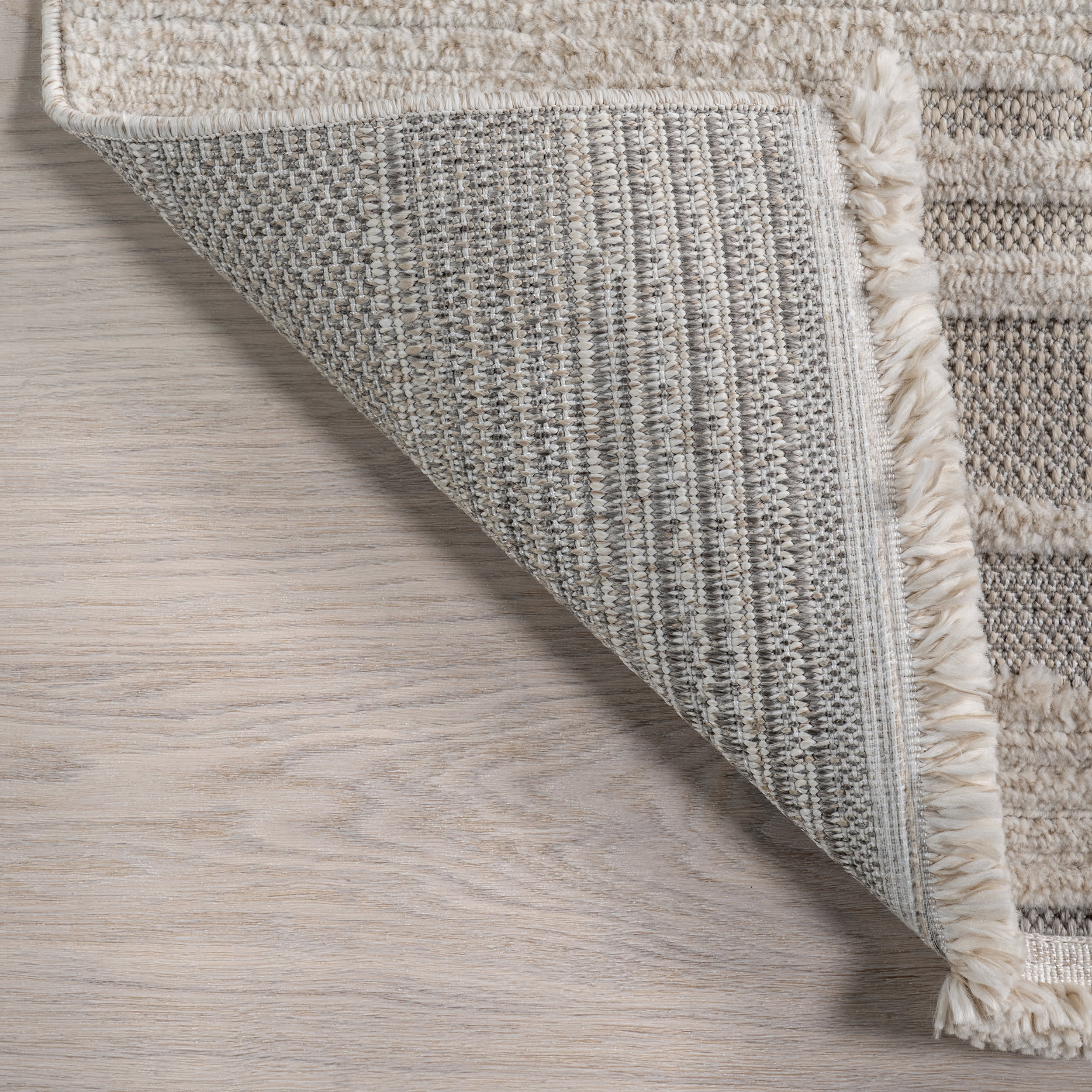 Zenna Geometric Block Rug | Ivory - Image 6