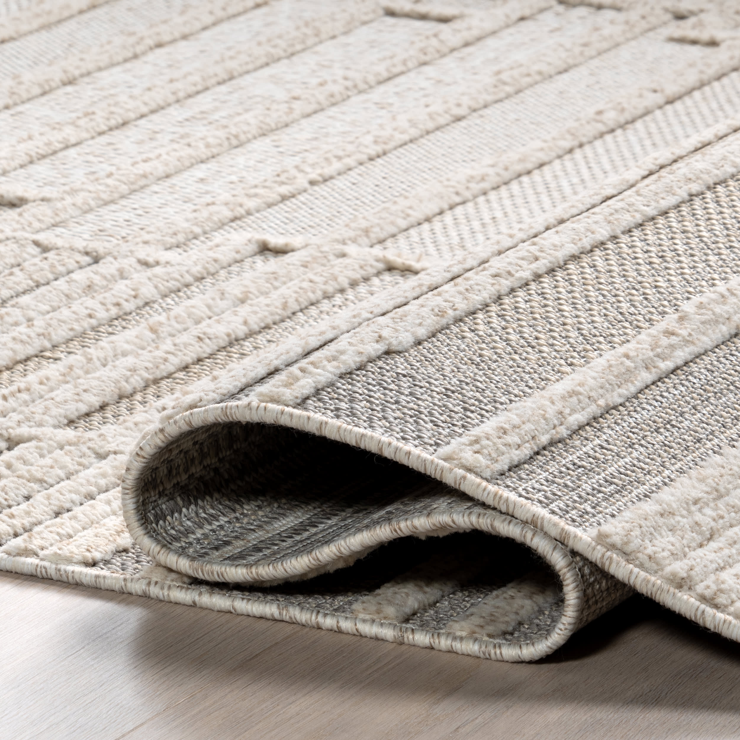 Zenna Geometric Block Rug | Ivory - Image 8