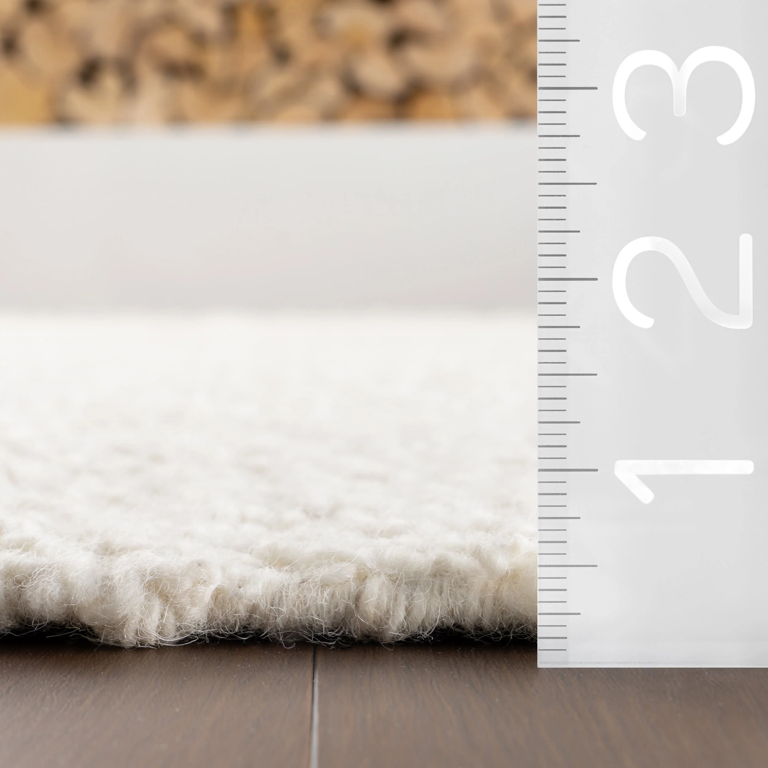 Zeva Textured Flatweave Shag Rug | Beige - Image 6