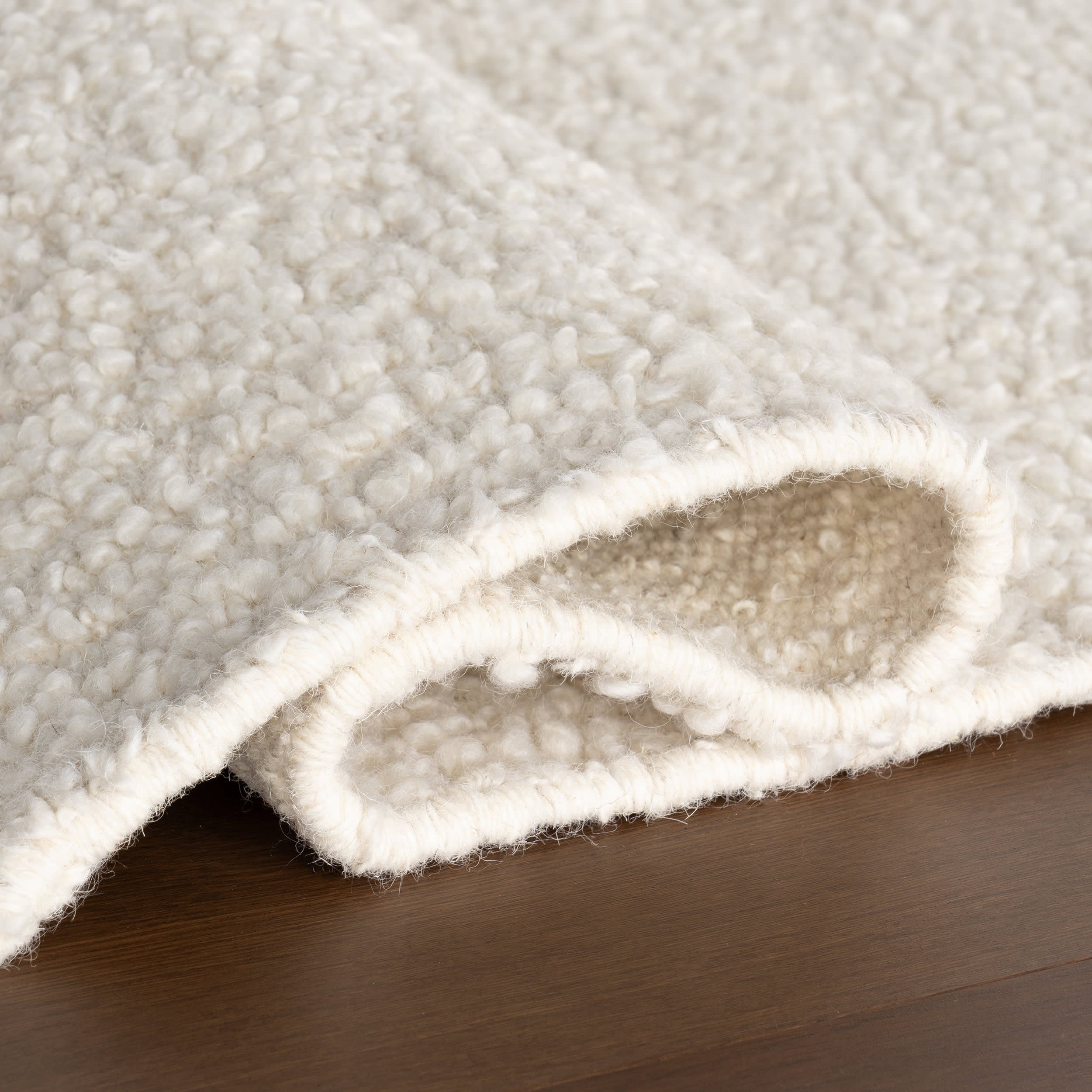 Zeva Textured Flatweave Shag Rug | Beige - Image 9