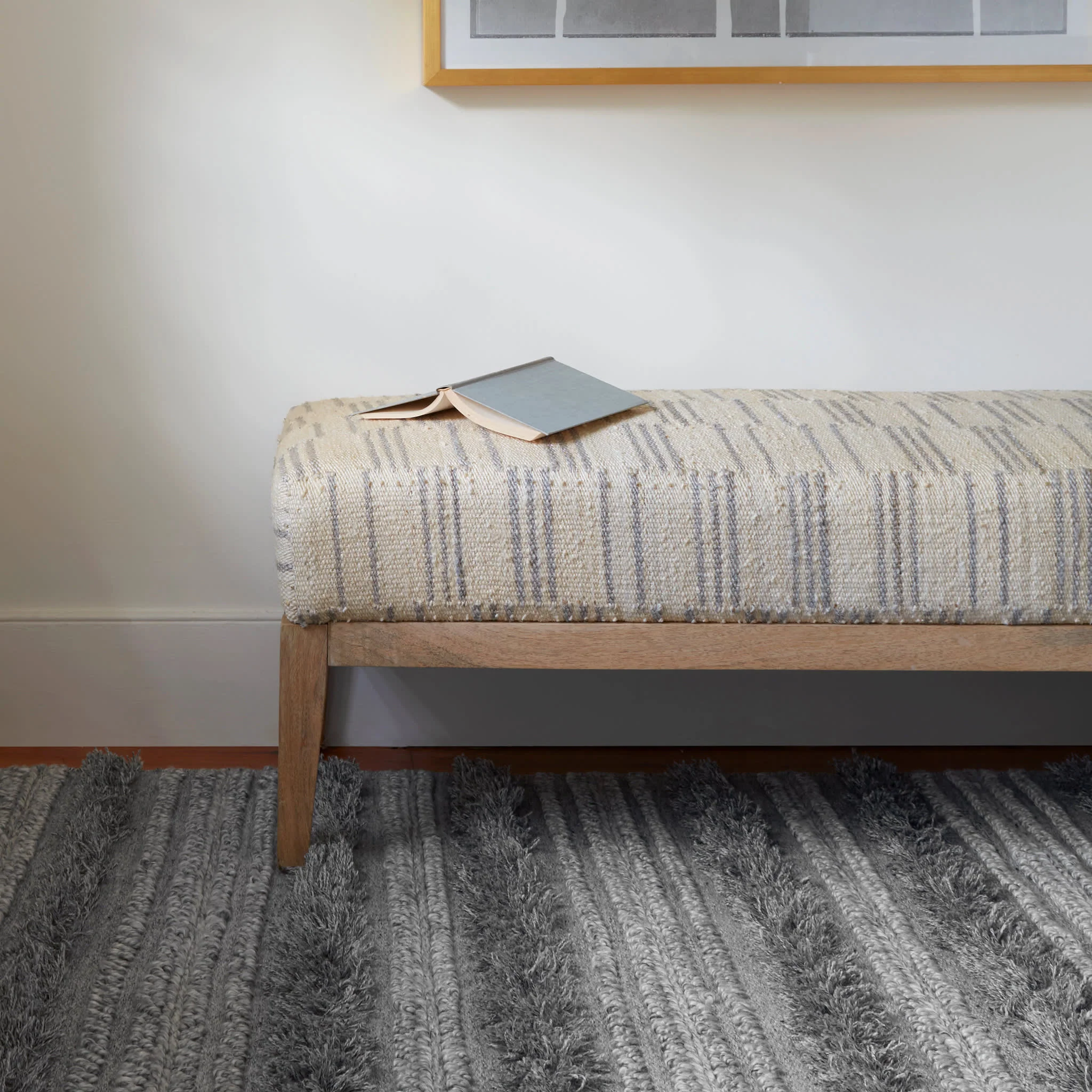 Zhara Stripe Handwoven Performance Rug | Grey - Image 3