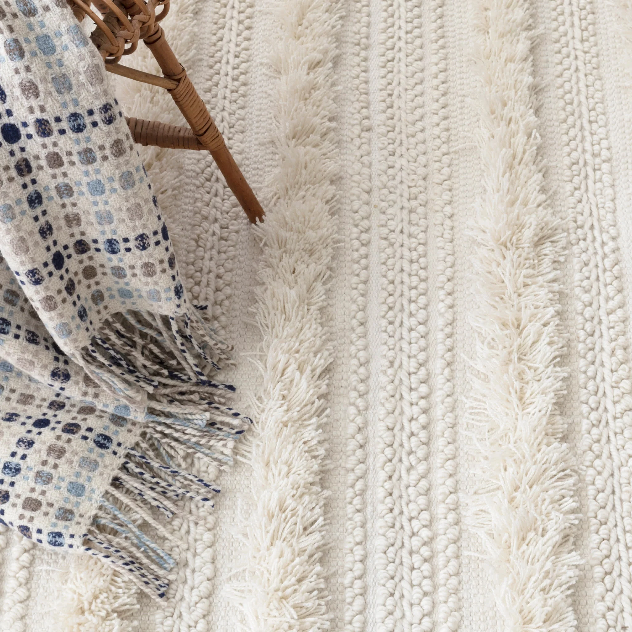Zhara Stripe Handwoven Performance Rug | Ivory - Image 4