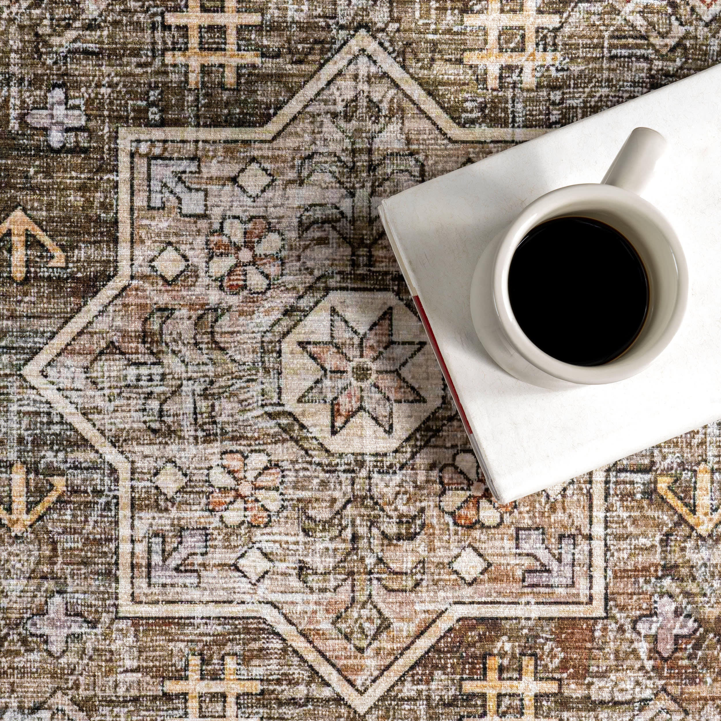Zhuri Medallion Spill Proof Washable Rug | Sage Green - Image 8