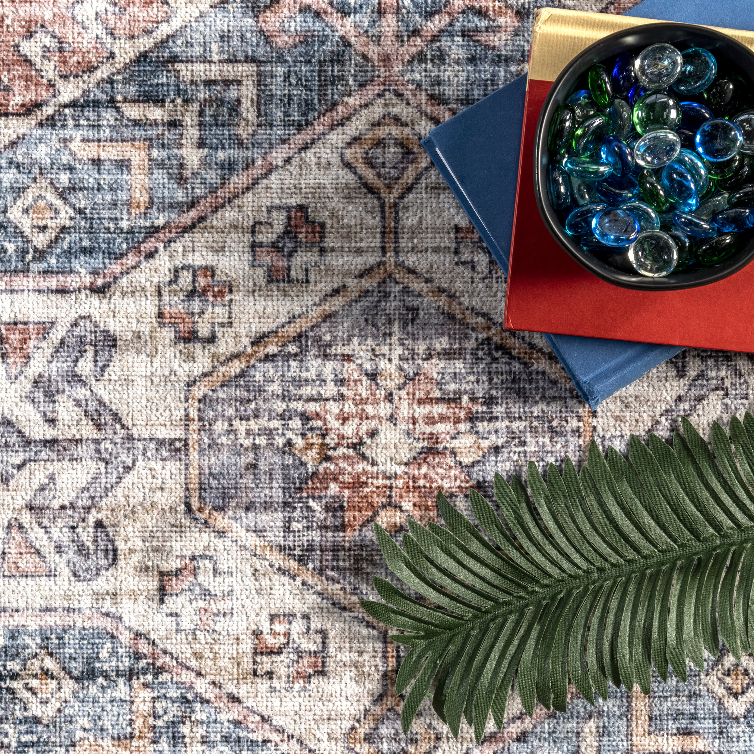 Zia Persian Spill Proof Washable Rug | Brick - Image 7