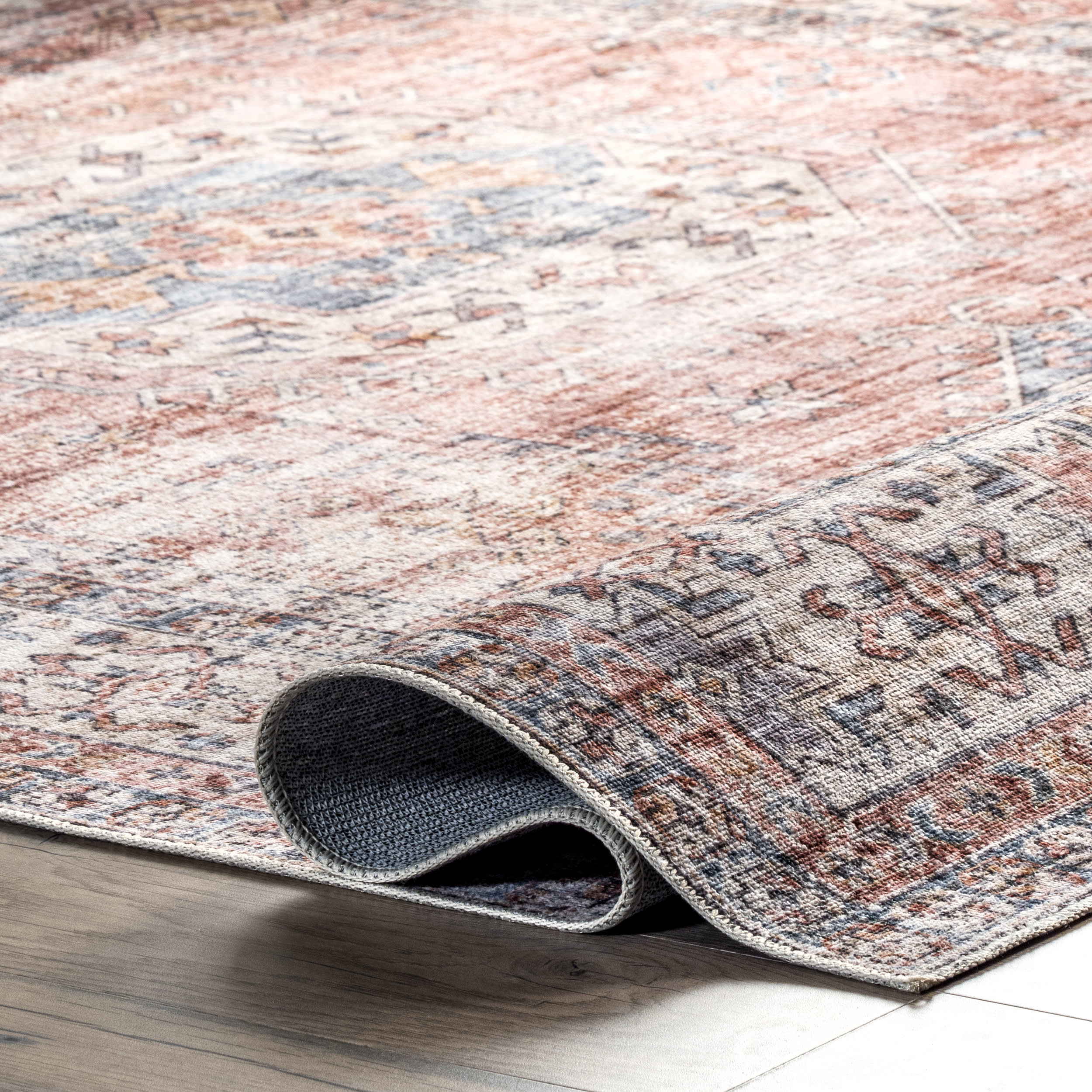 Zia Persian Spill Proof Washable Rug | Brick - Image 8