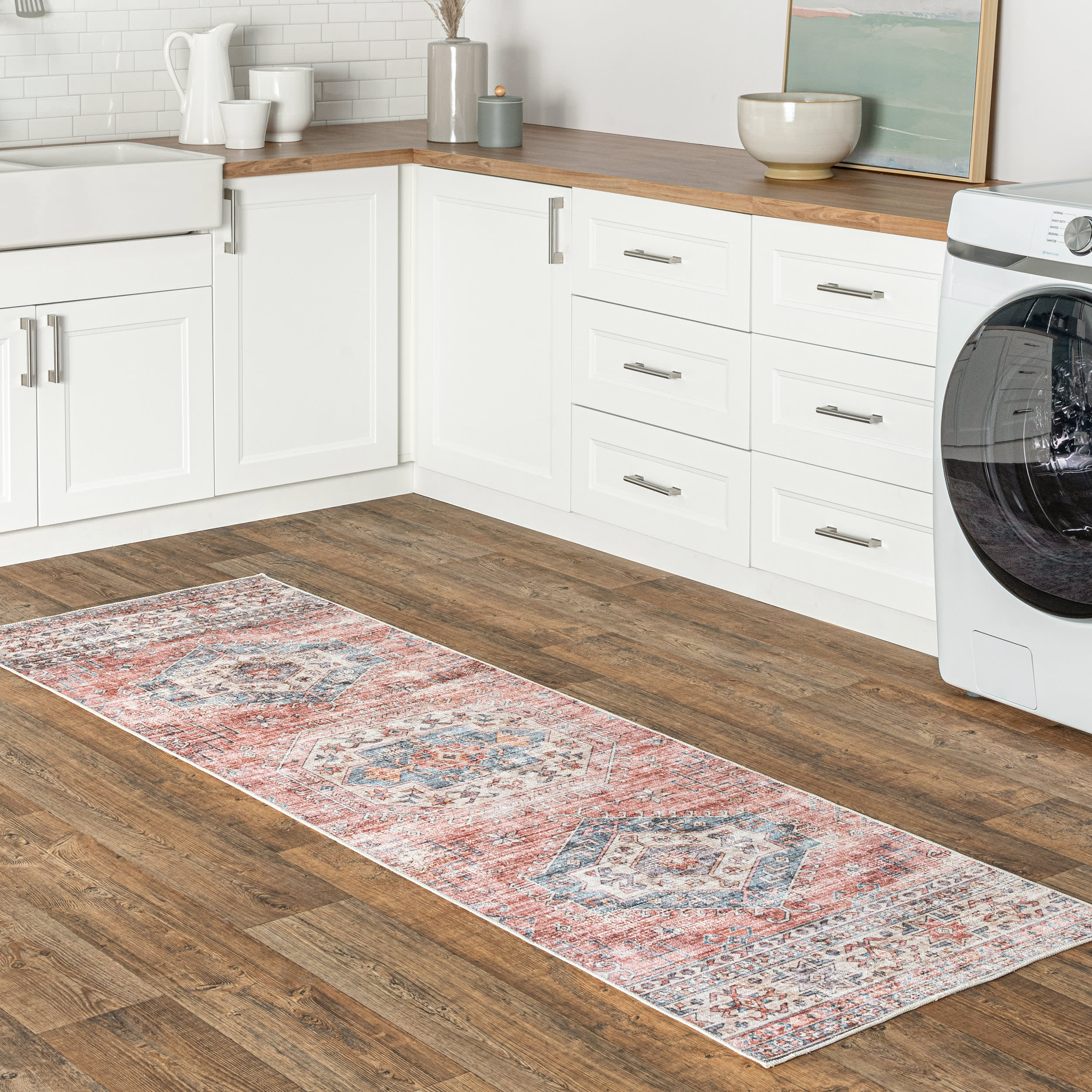 Zia Persian Washable Rug | Brick - Image 2