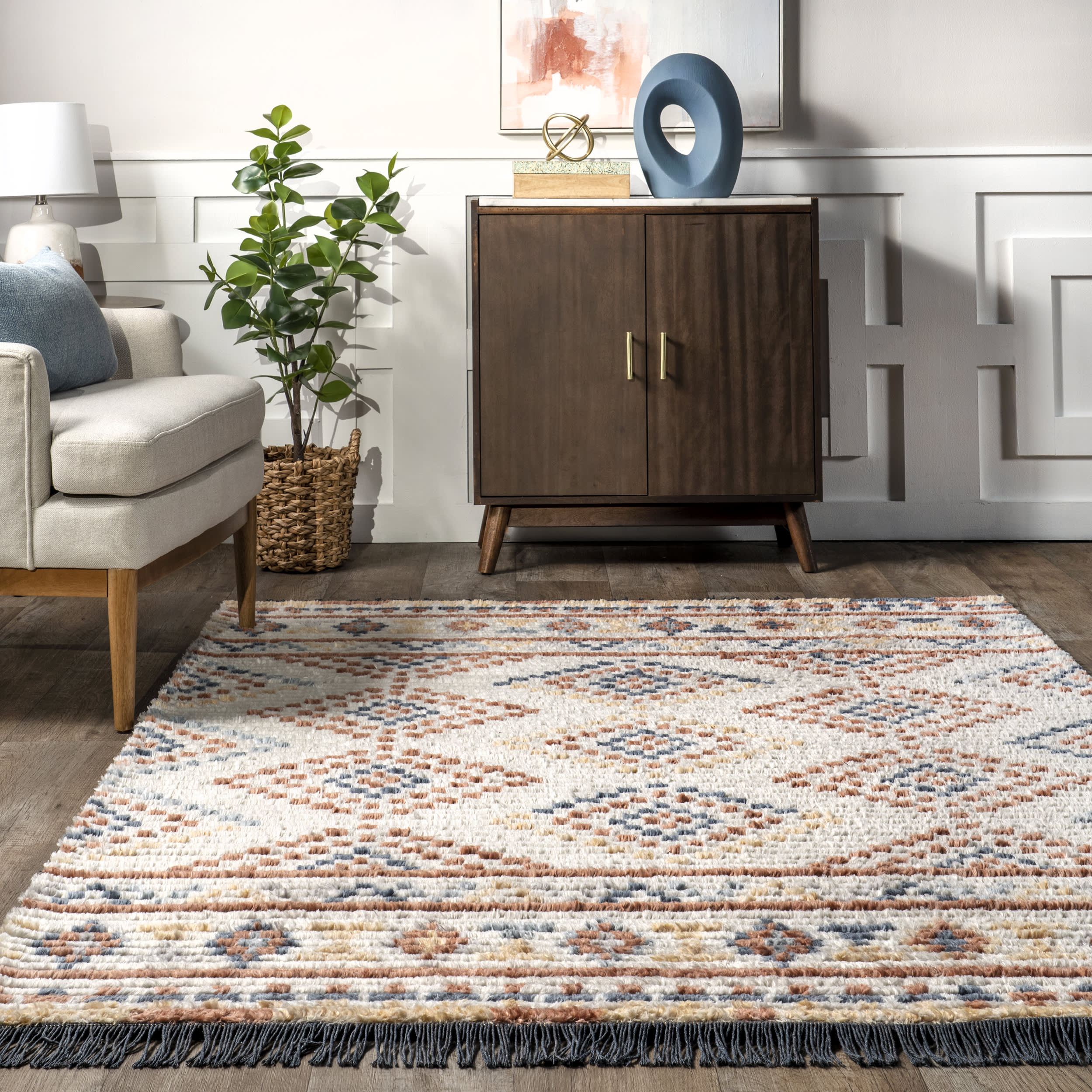 Ziala Colorful Aztec Rug | Beige - Image 4