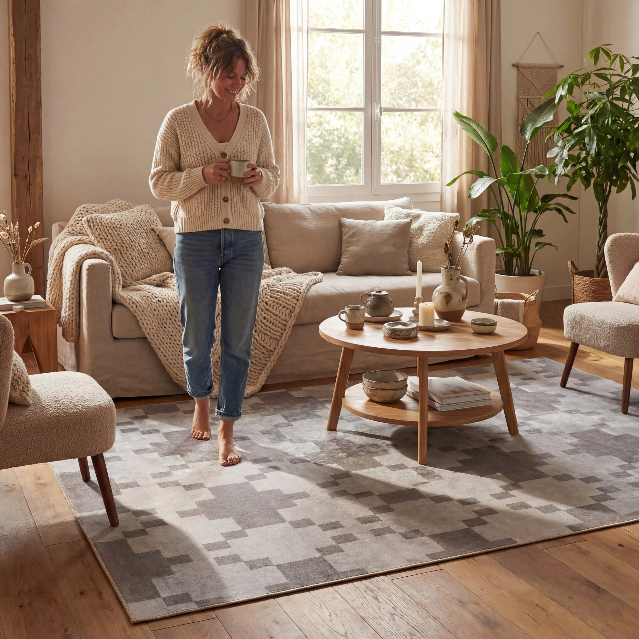 Ziana Southwestern Geometric Washable Rug | Taupe - Image 9