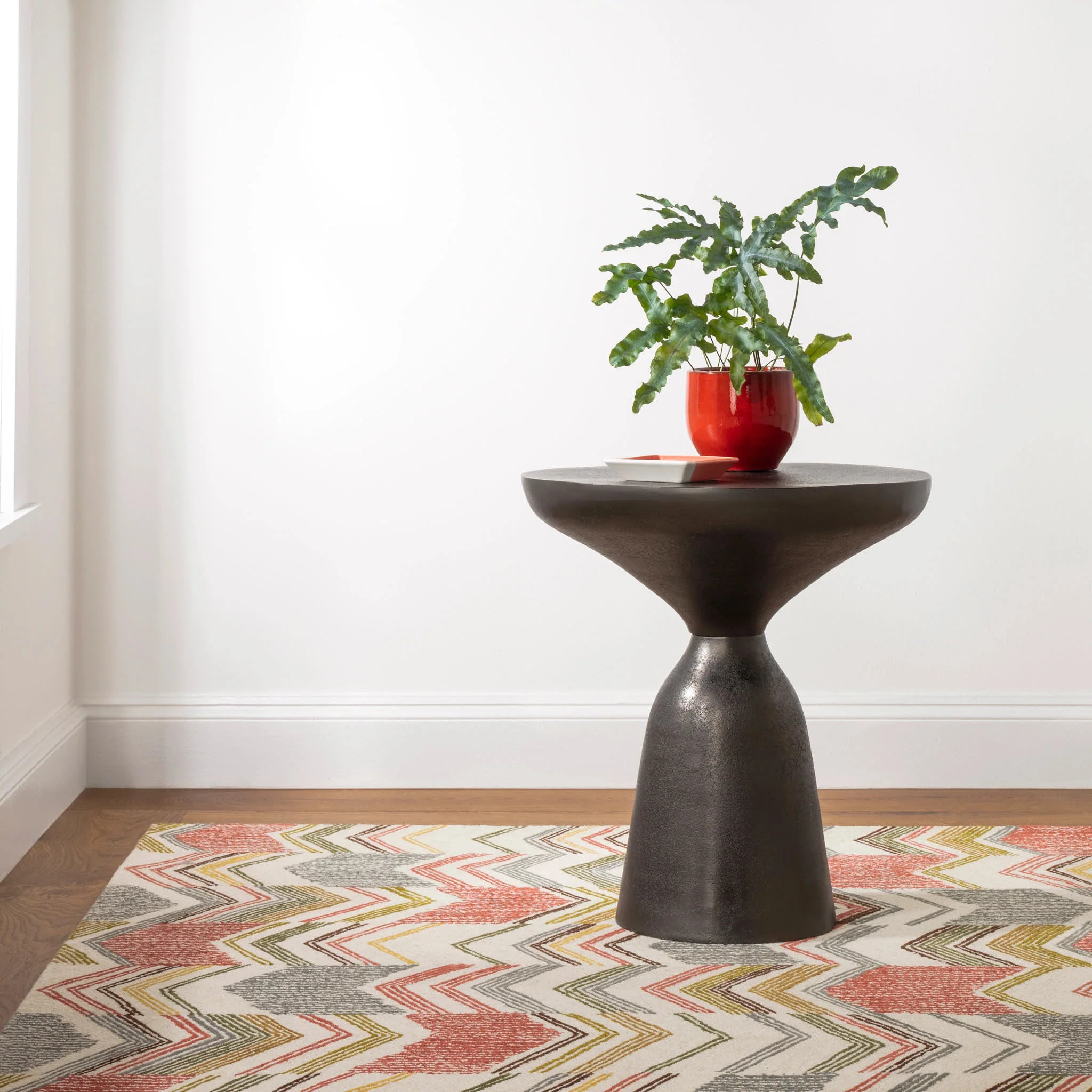 Zig Zag Hand Micro Hooked Wool Rug | Multi - Image 2