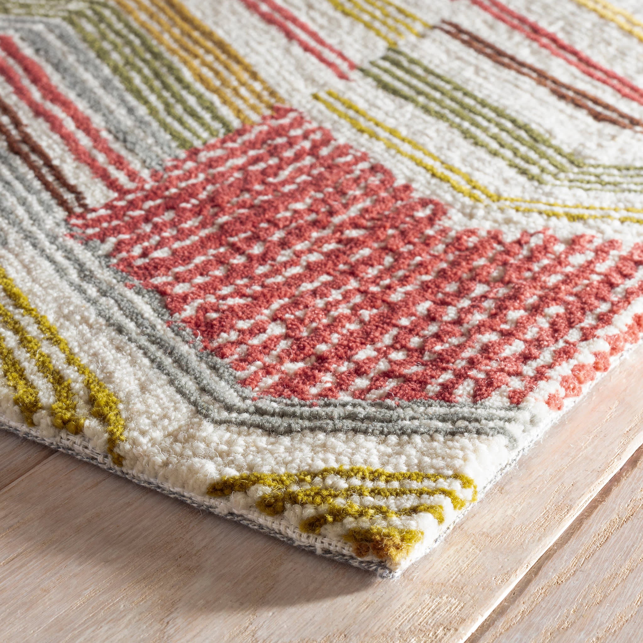 Zig Zag Hand Micro Hooked Wool Rug | Multi - Image 4
