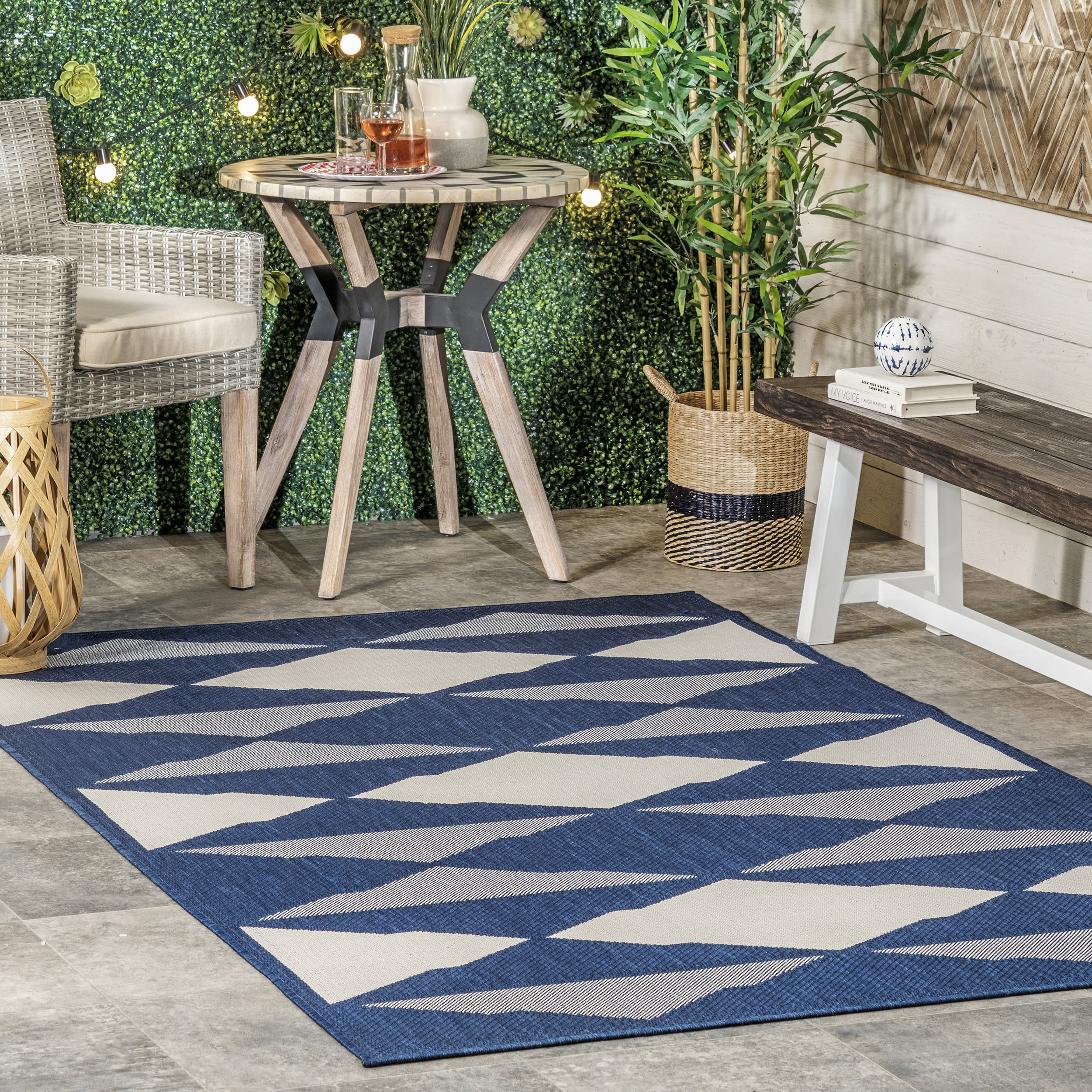 Ziggy Diamonds Indoor/Outdoor Rug | Navy - Image 2
