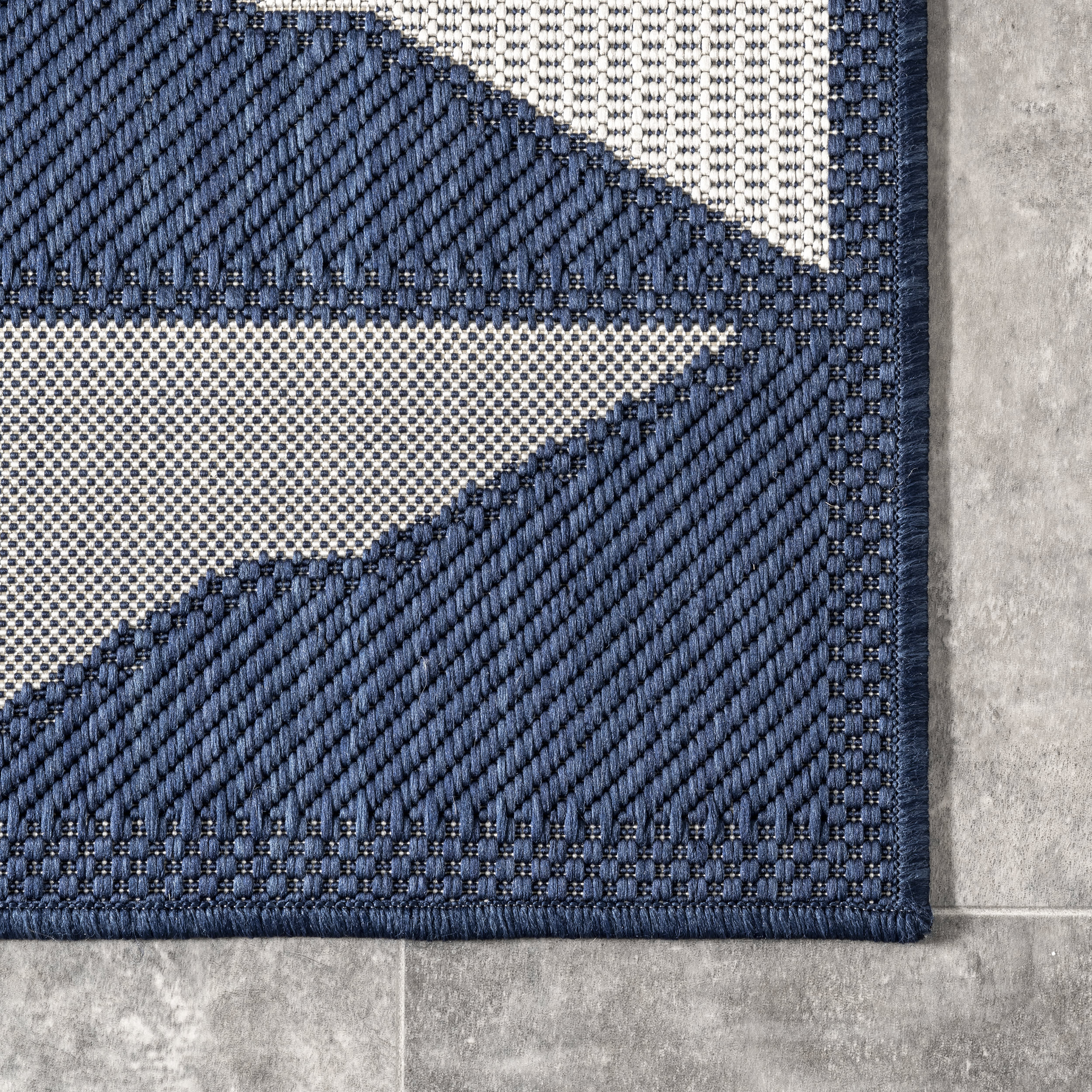 Ziggy Diamonds Indoor/Outdoor Rug | Navy - Image 3