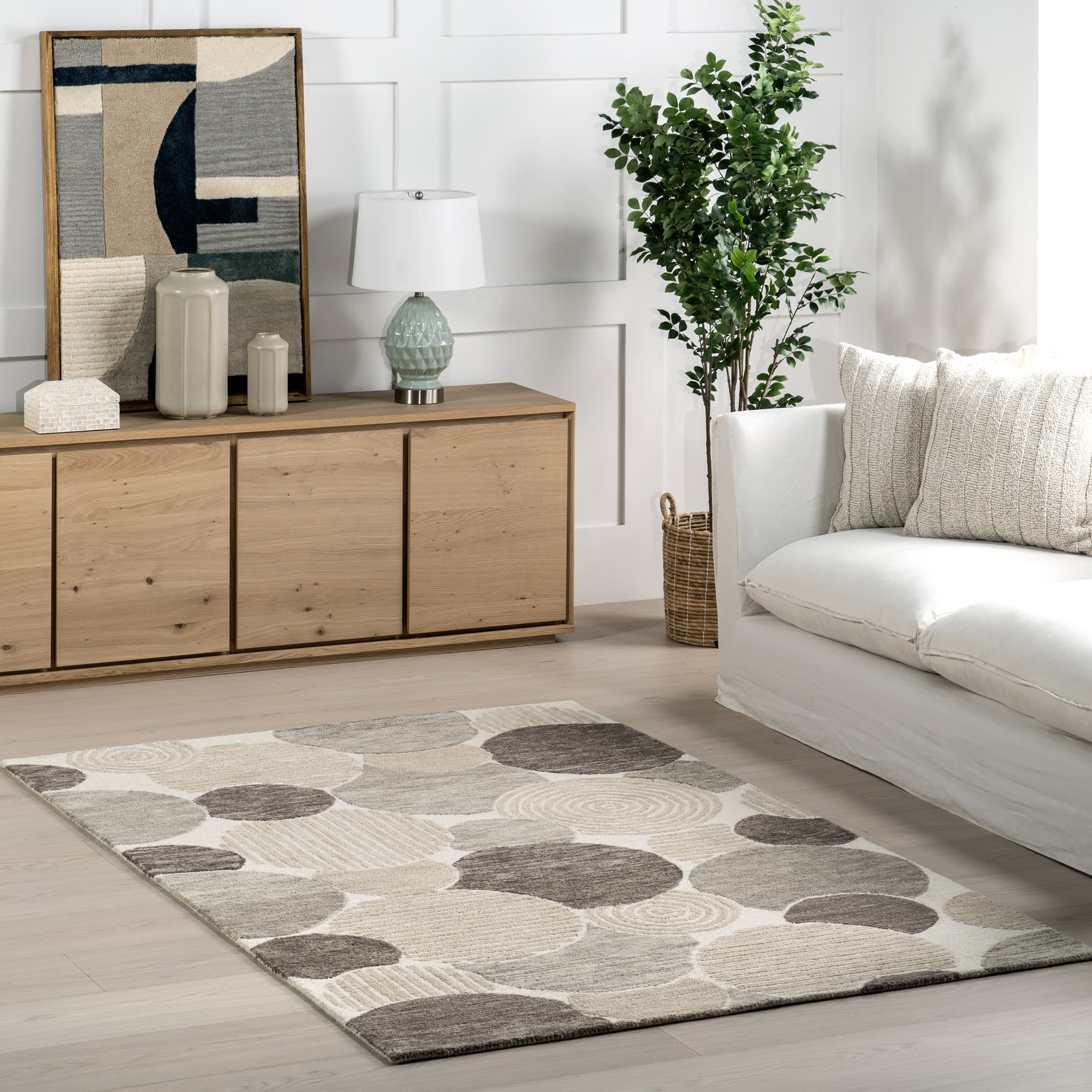 Zilvia Modern Geometric Rug | Beige - Image 2