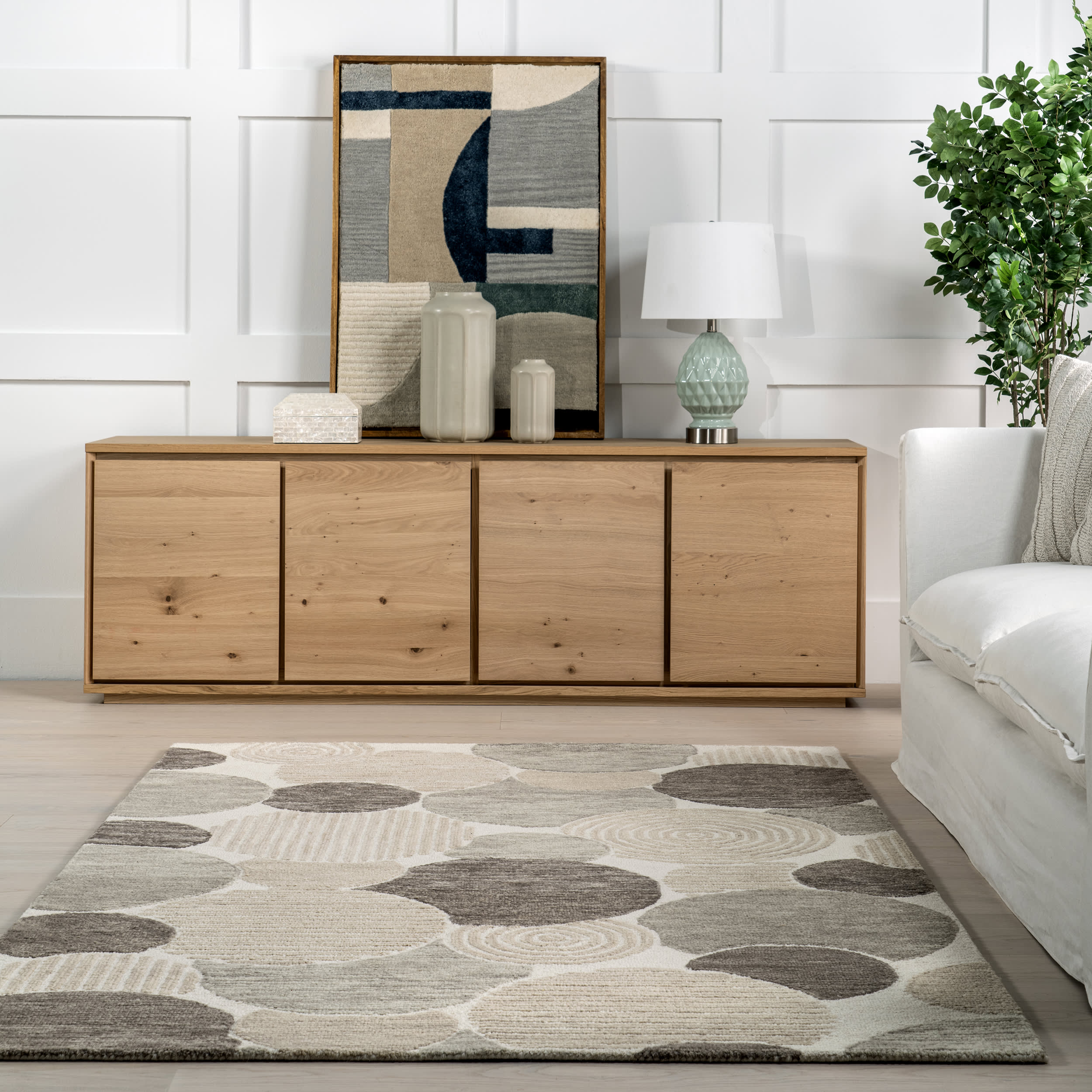 Zilvia Modern Geometric Rug | Beige - Image 4