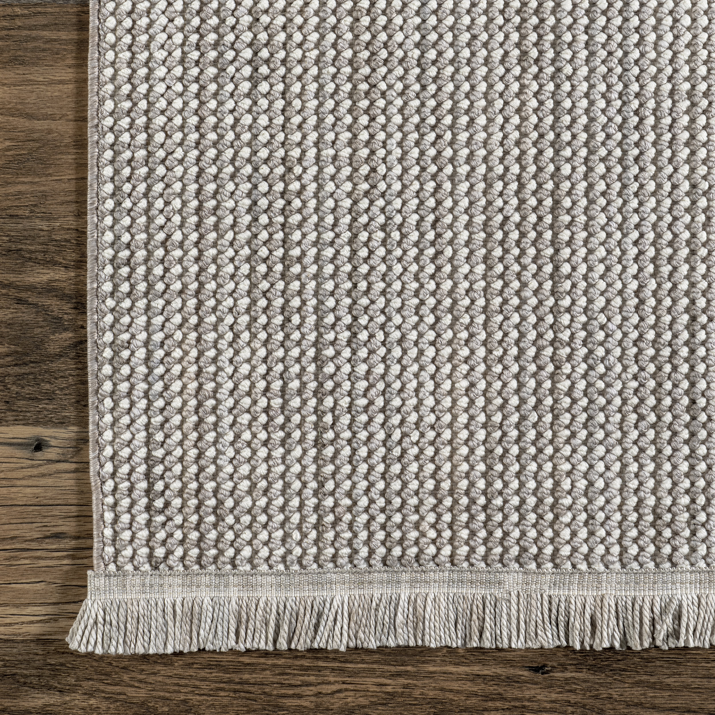 Zinnia Tasseled Rug | Light Grey - Image 3