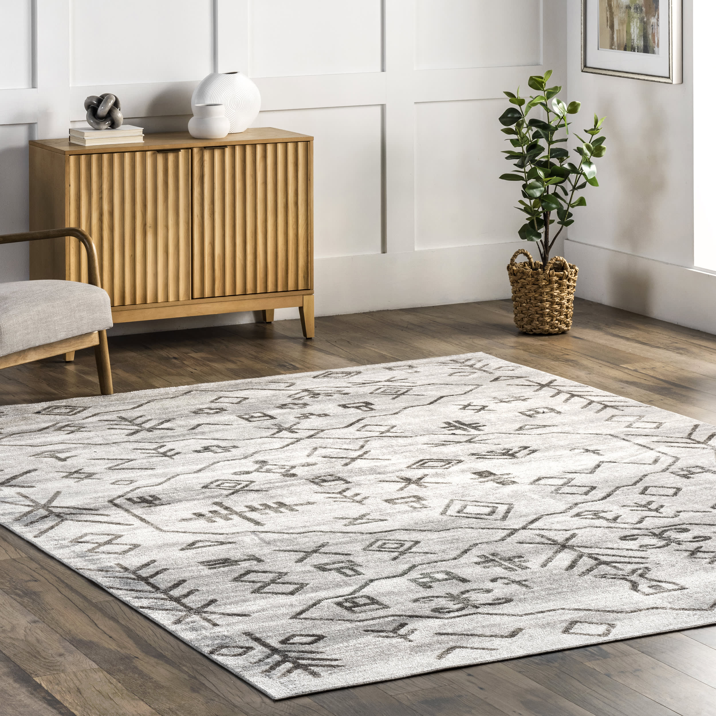 Ziomara Washable Symbolism Rug | Grey - Image 2