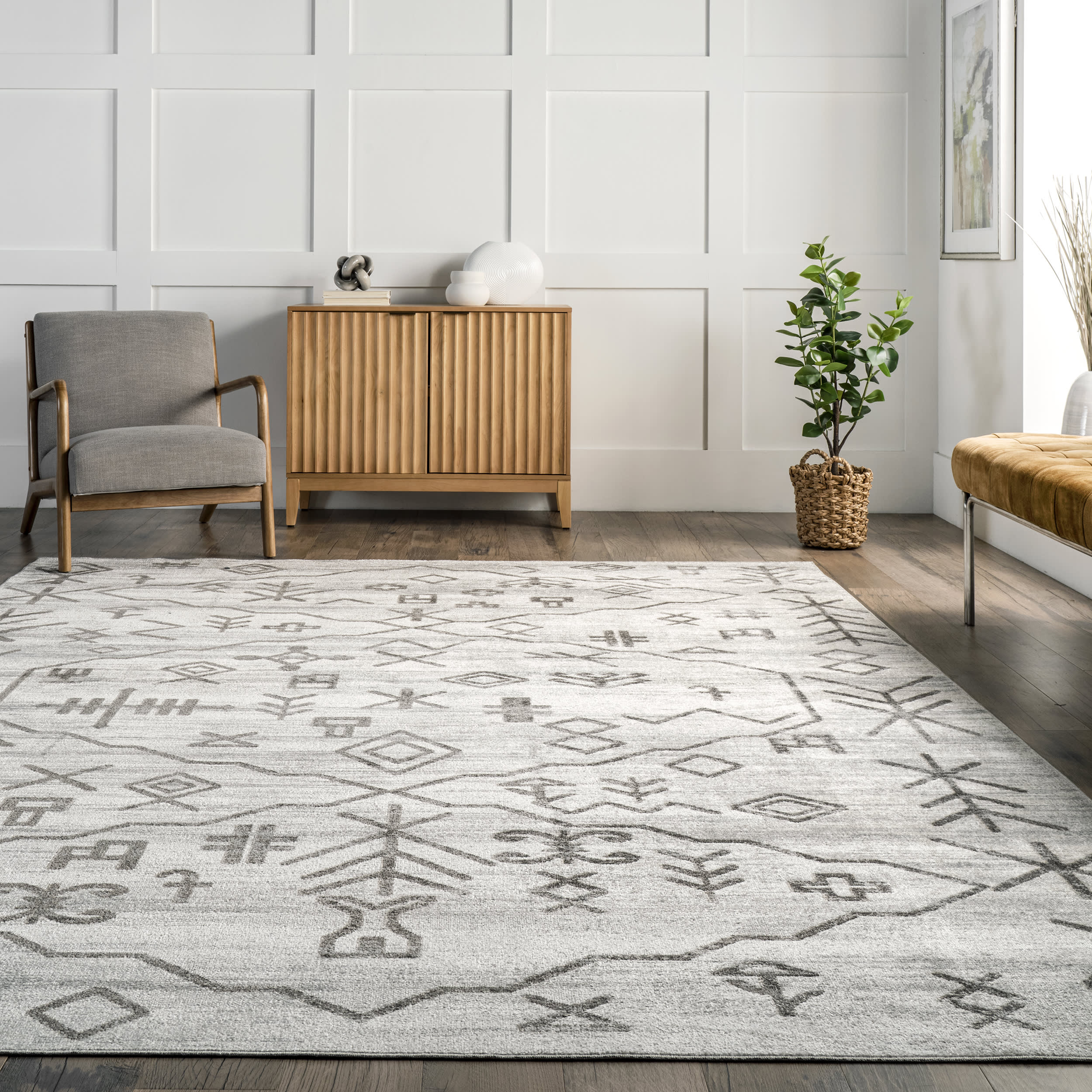 Ziomara Washable Symbolism Rug | Grey - Image 4