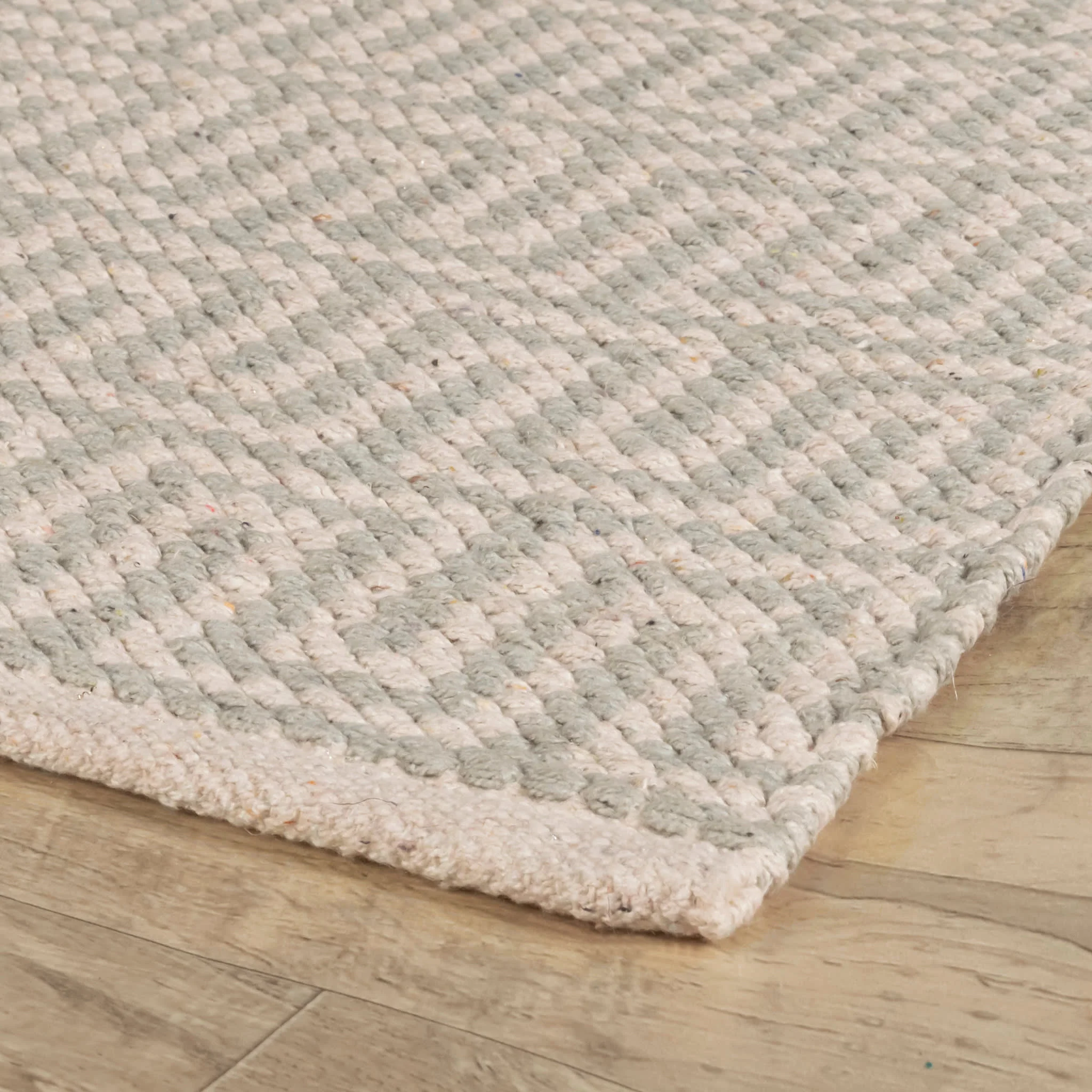 Zipper Handwoven Cotton Rug | Blue/Ivory - Image 5
