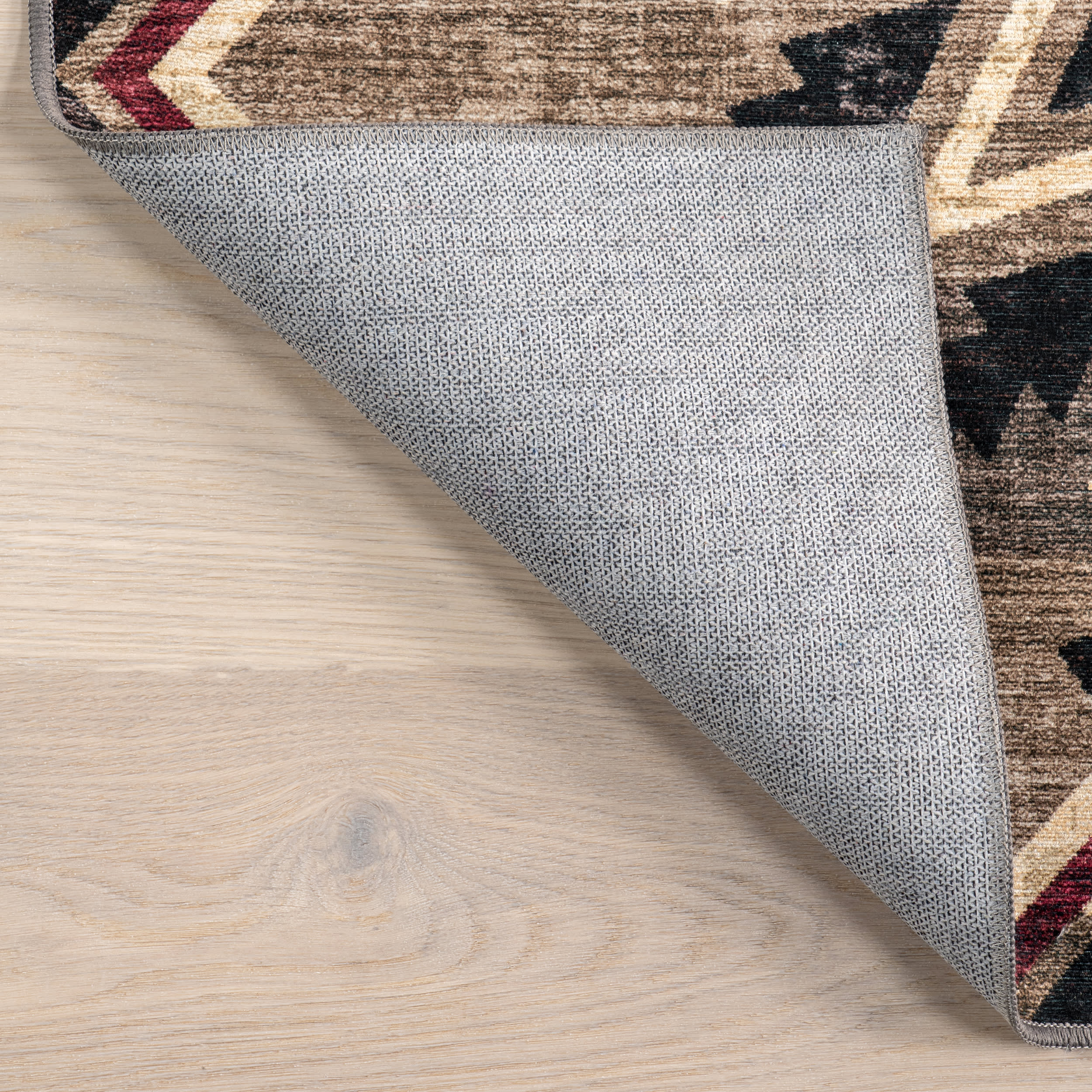 Zuni Southwestern Spill Proof Washable Rug | Brown - Image 6