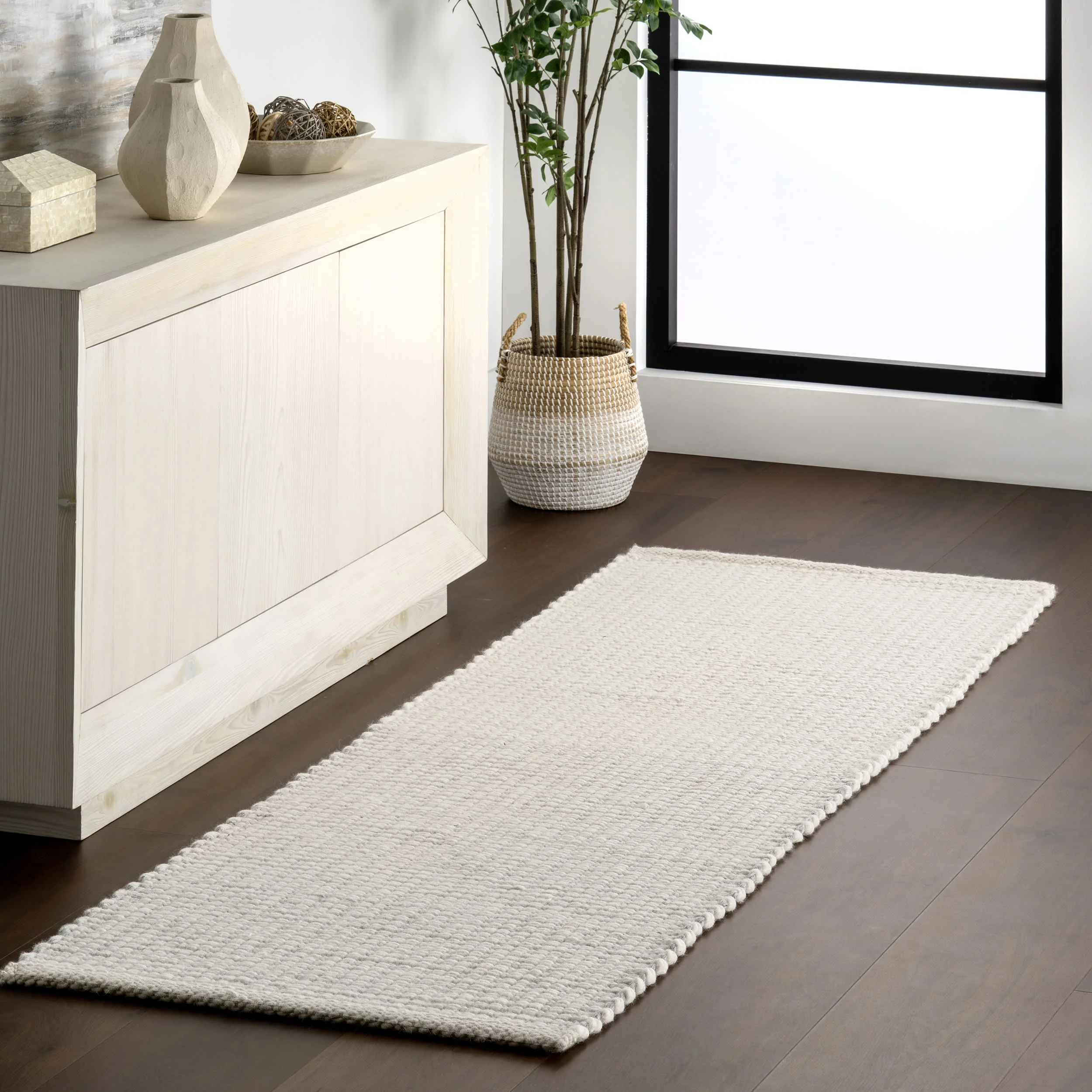 Zya Handwoven Chunky Wool Rug | Ivory - Image 2
