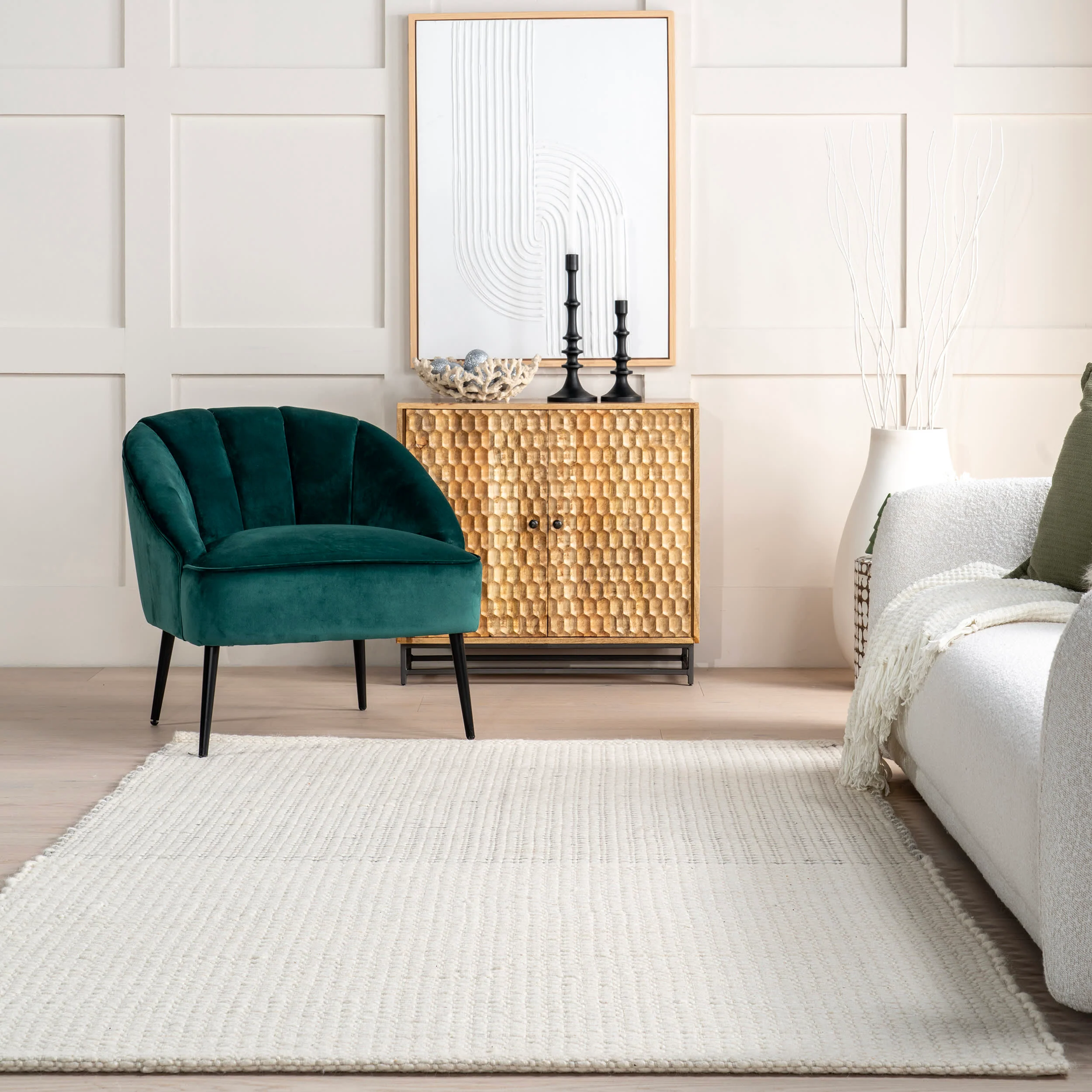 Zya Handwoven Chunky Wool Rug | Ivory - Image 4