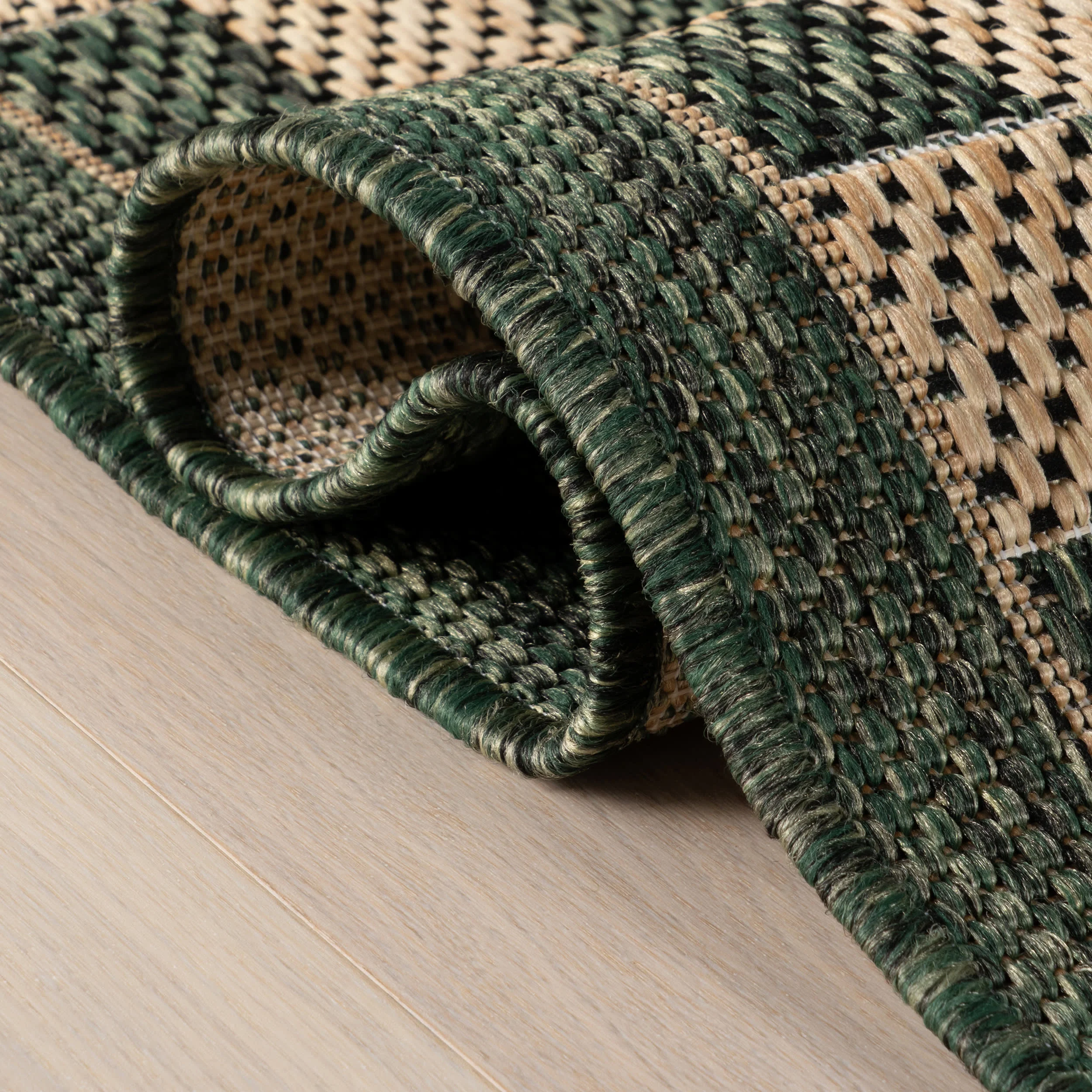 Zyrah Modern Checkered Indoor/Outdoor Rug | Green - Image 10