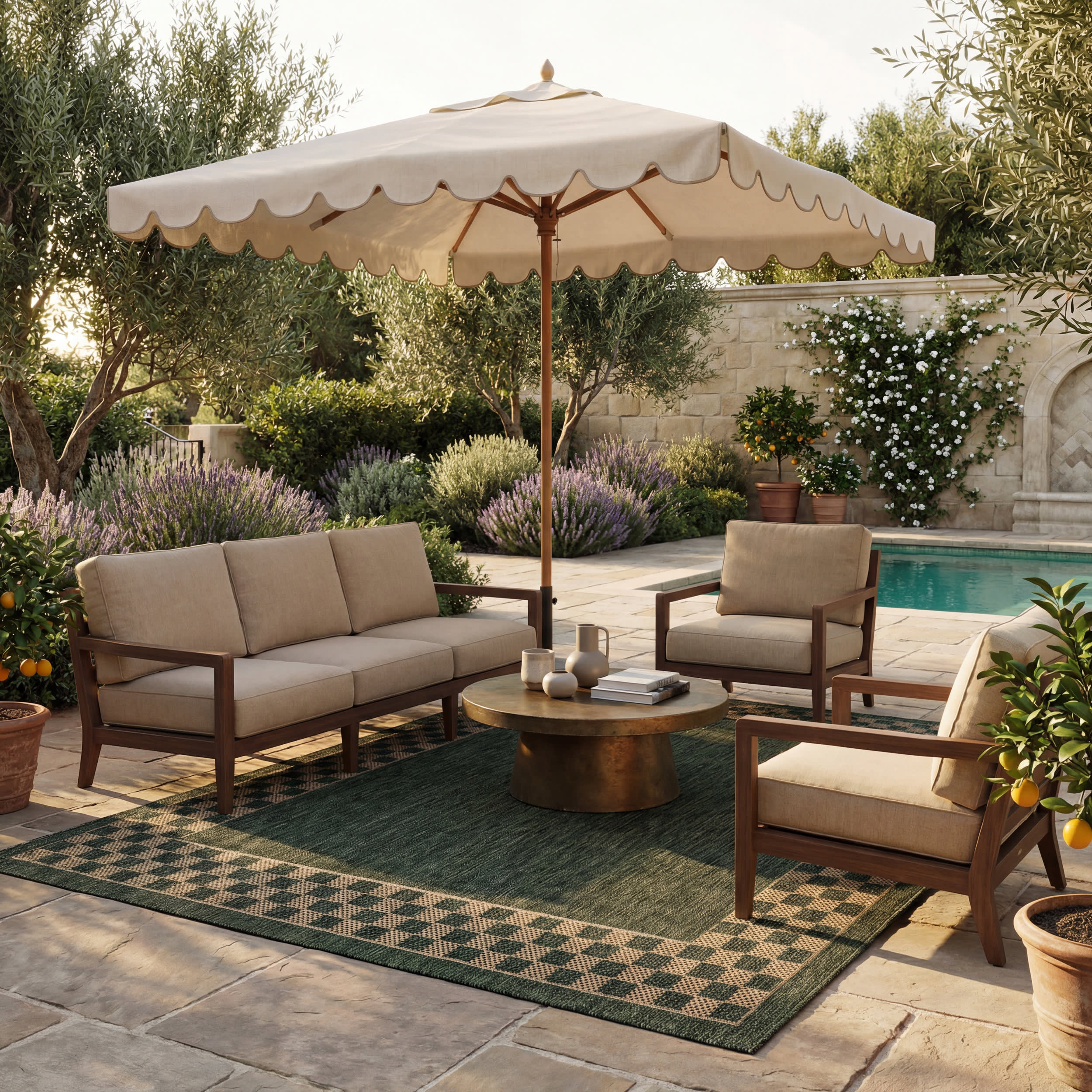 Zyrah Modern Checkered Indoor/Outdoor Rug | Green - Image 2