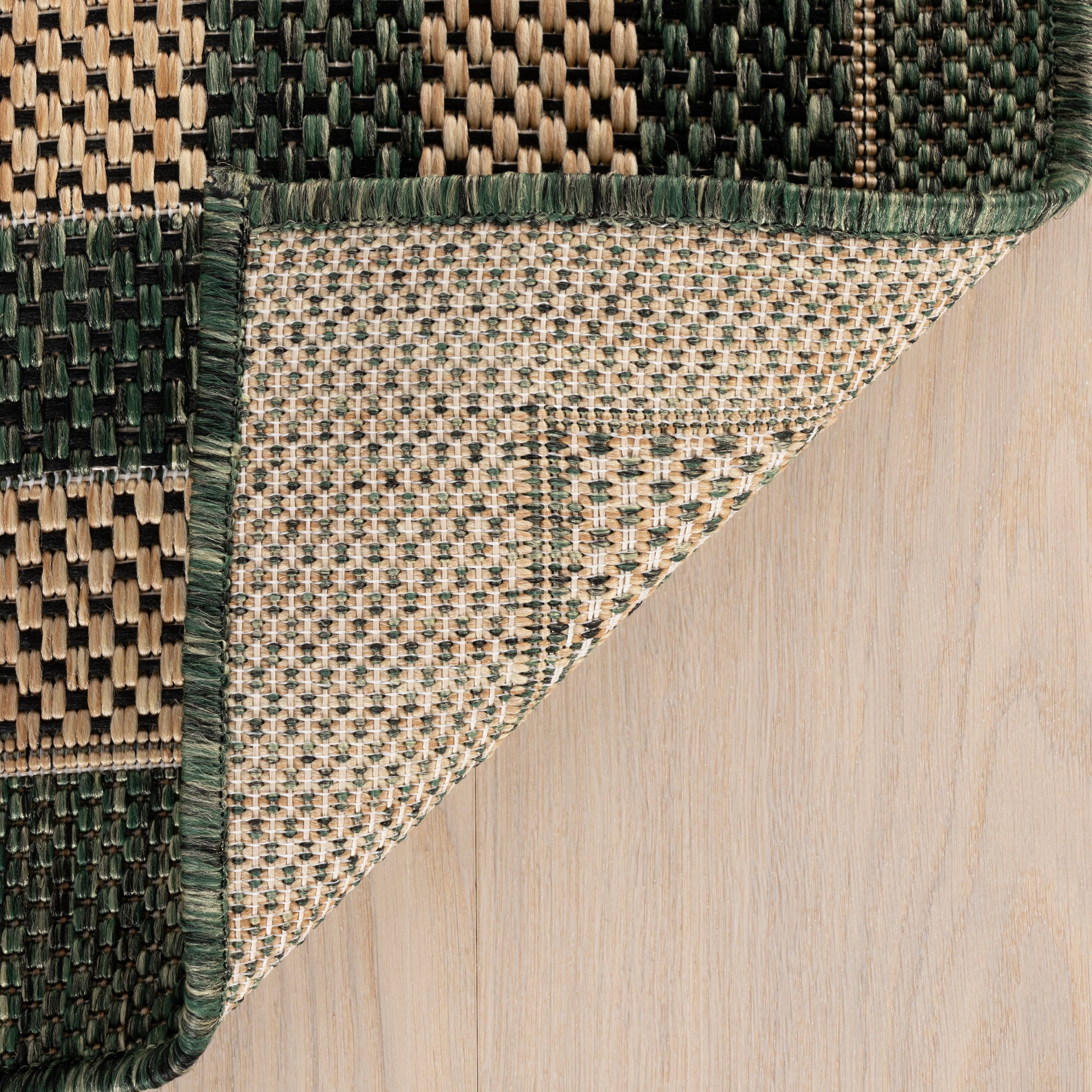 Zyrah Modern Checkered Indoor/Outdoor Rug | Green - Image 7