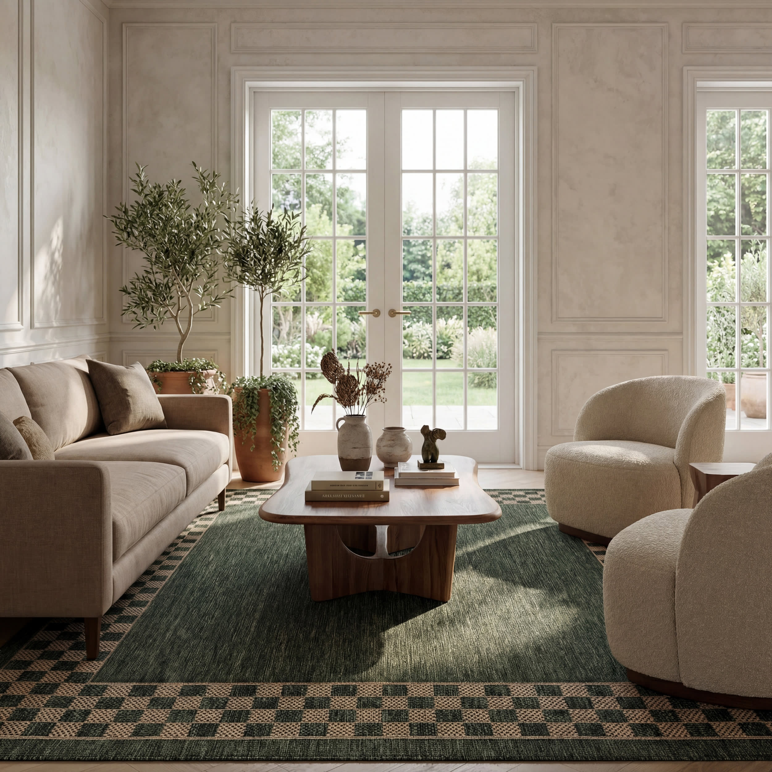 Zyrah Modern Checkered Indoor/Outdoor Rug | Green - Image 9