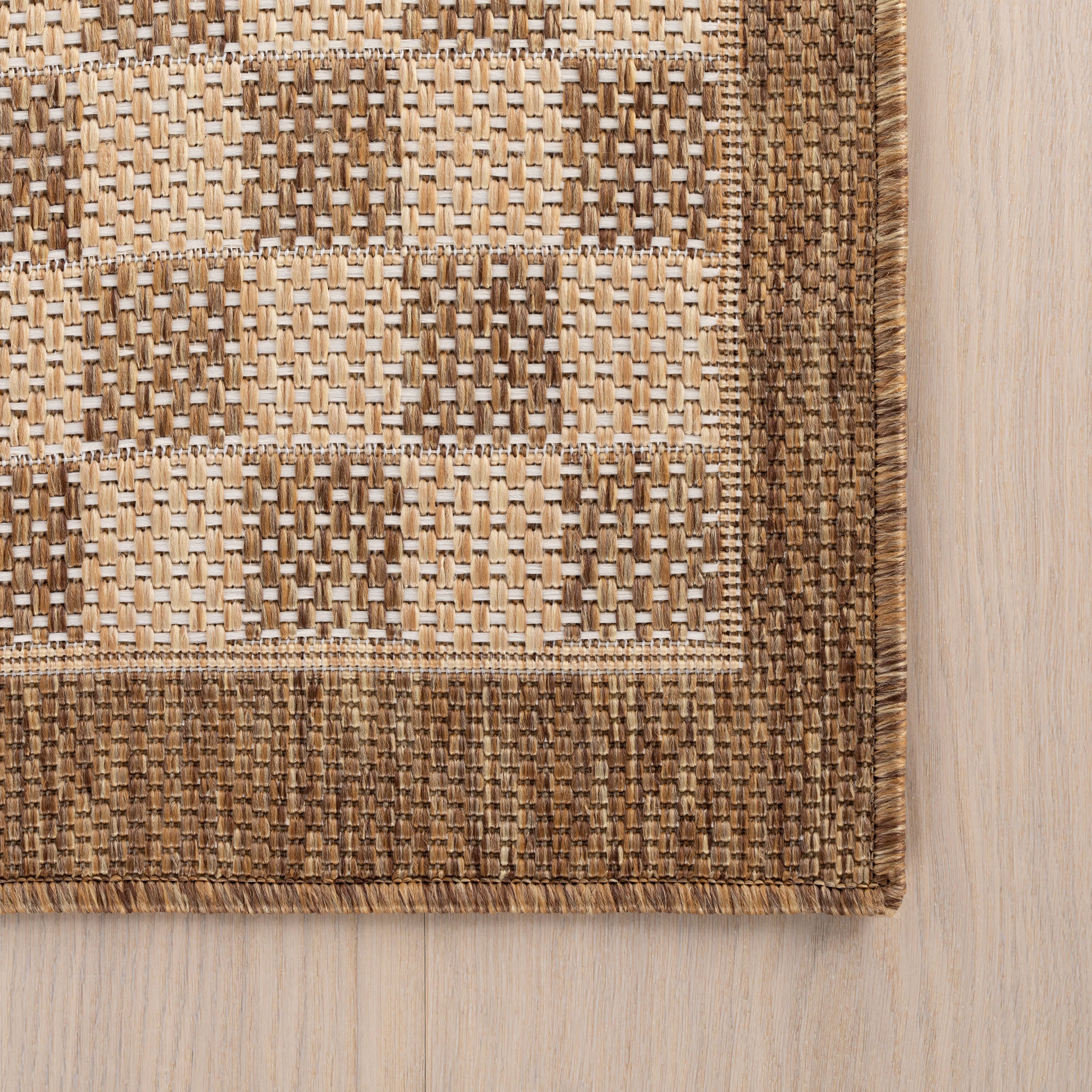 Zyrah Modern Checkered Indoor/Outdoor Rug | Natural - Image 4