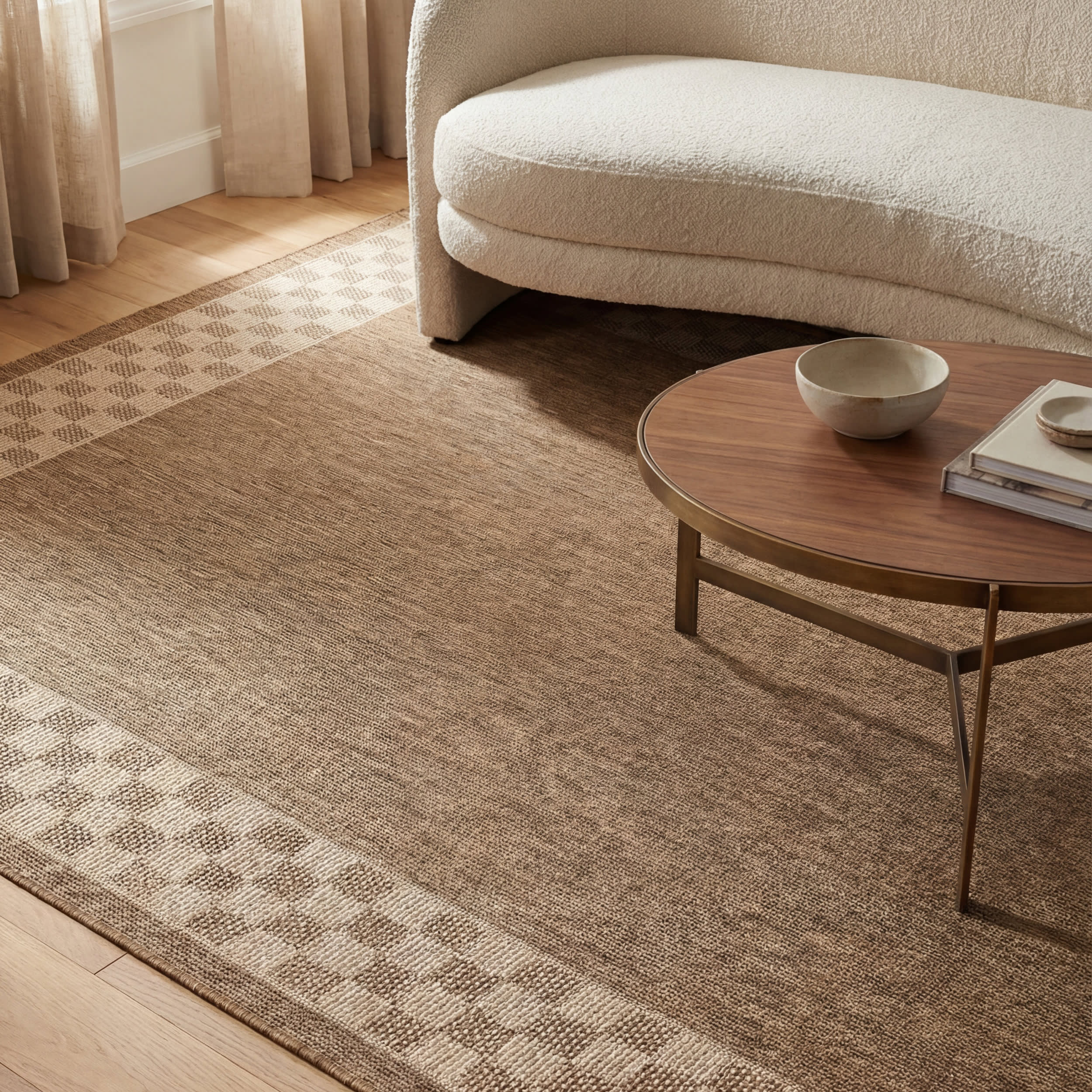 Zyrah Modern Checkered Indoor/Outdoor Rug | Natural - Image 5